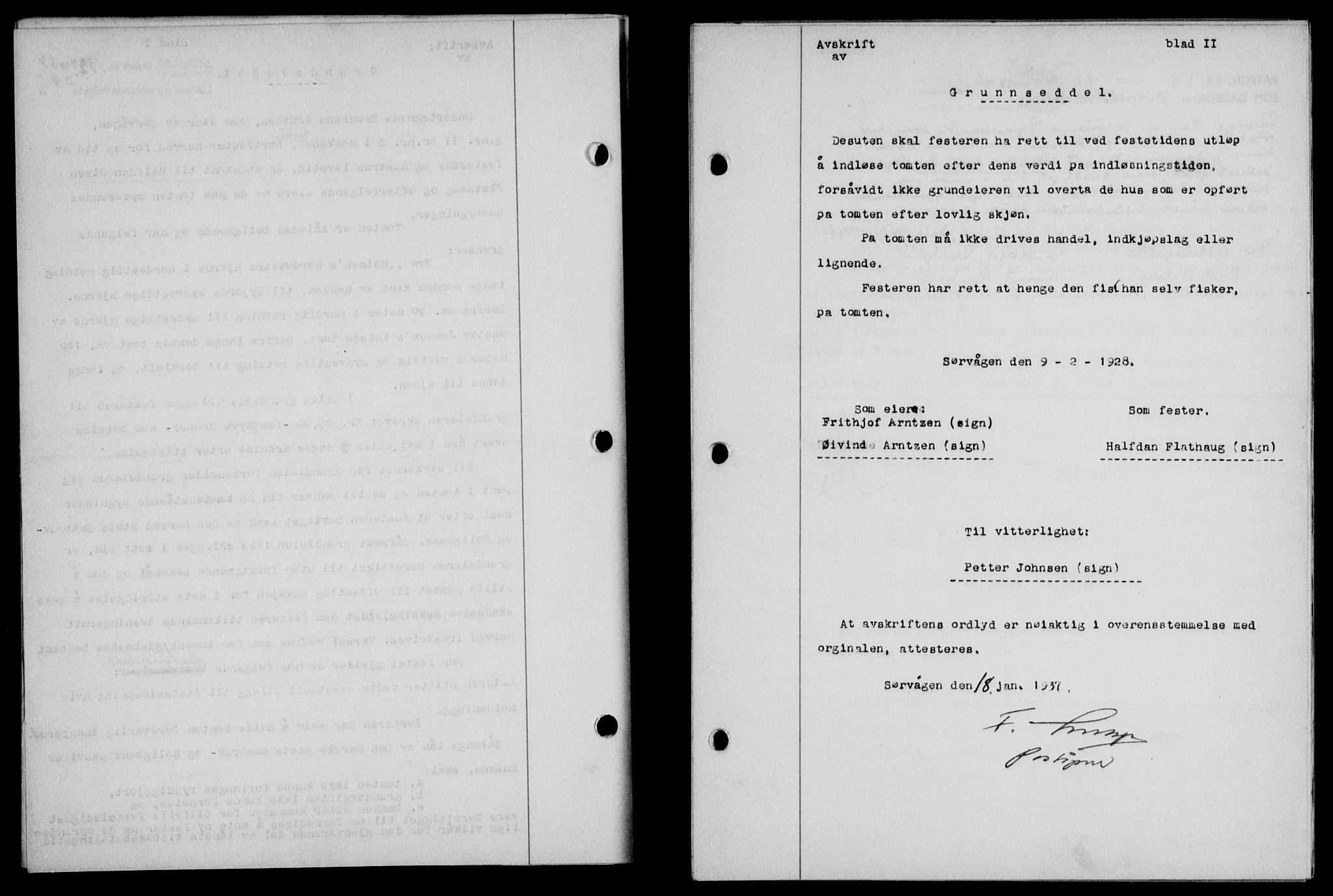 Lofoten sorenskriveri, SAT/A-0017/1/2/2C/L0004a: Mortgage book no. 4a, 1938-1938, Diary no: : 1332/1938