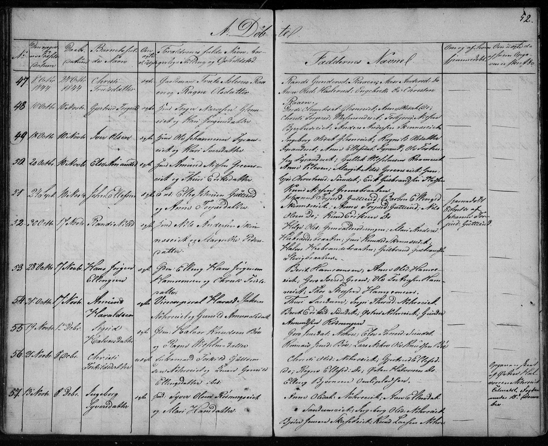 Krødsherad kirkebøker, AV/SAKO-A-19/F/Fa/L0002: Parish register (official) no. 2, 1829-1851, p. 52