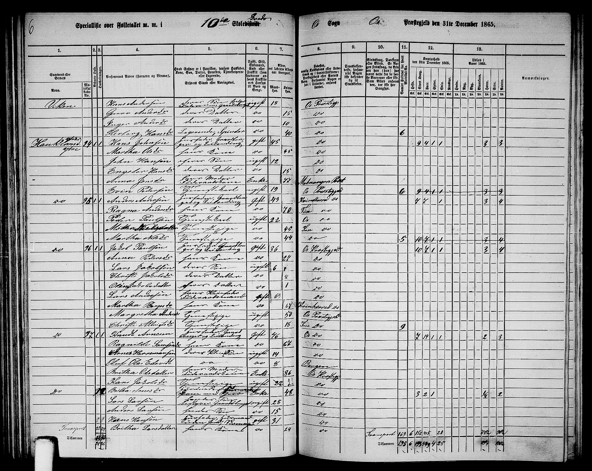 RA, 1865 census for Os, 1865, p. 52