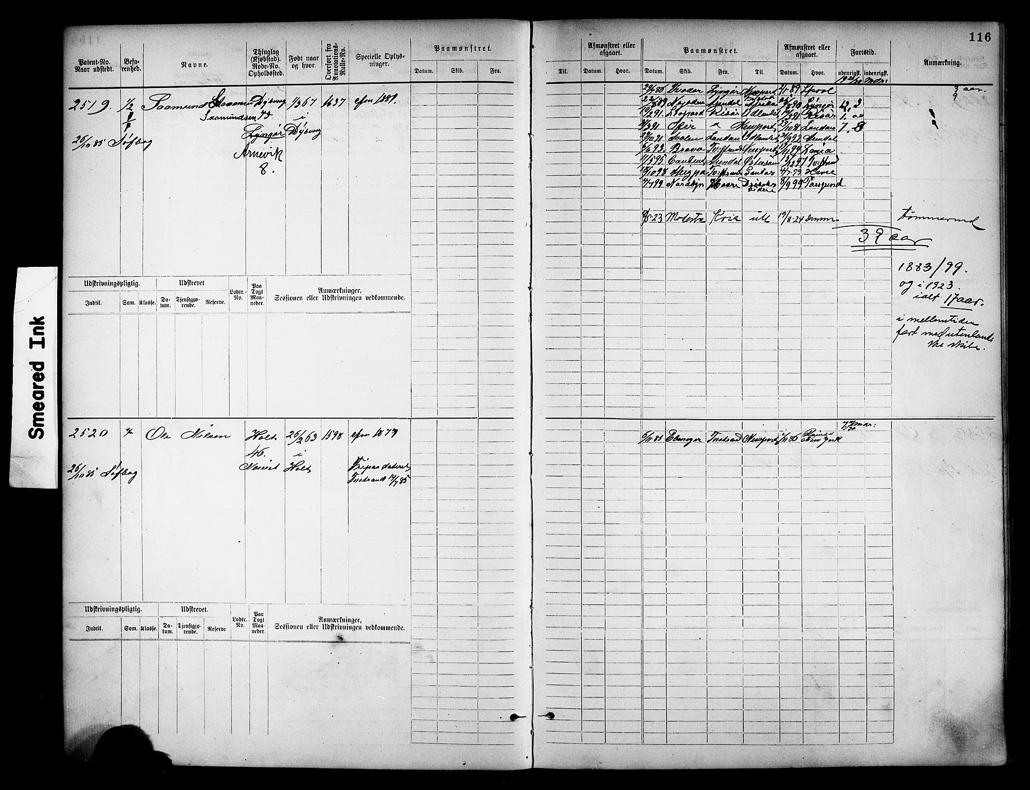 Tvedestrand mønstringskrets, AV/SAK-2031-0011/F/Fb/L0018: Hovedrulle nr 2289-3056, U-34, 1882-1892, p. 121