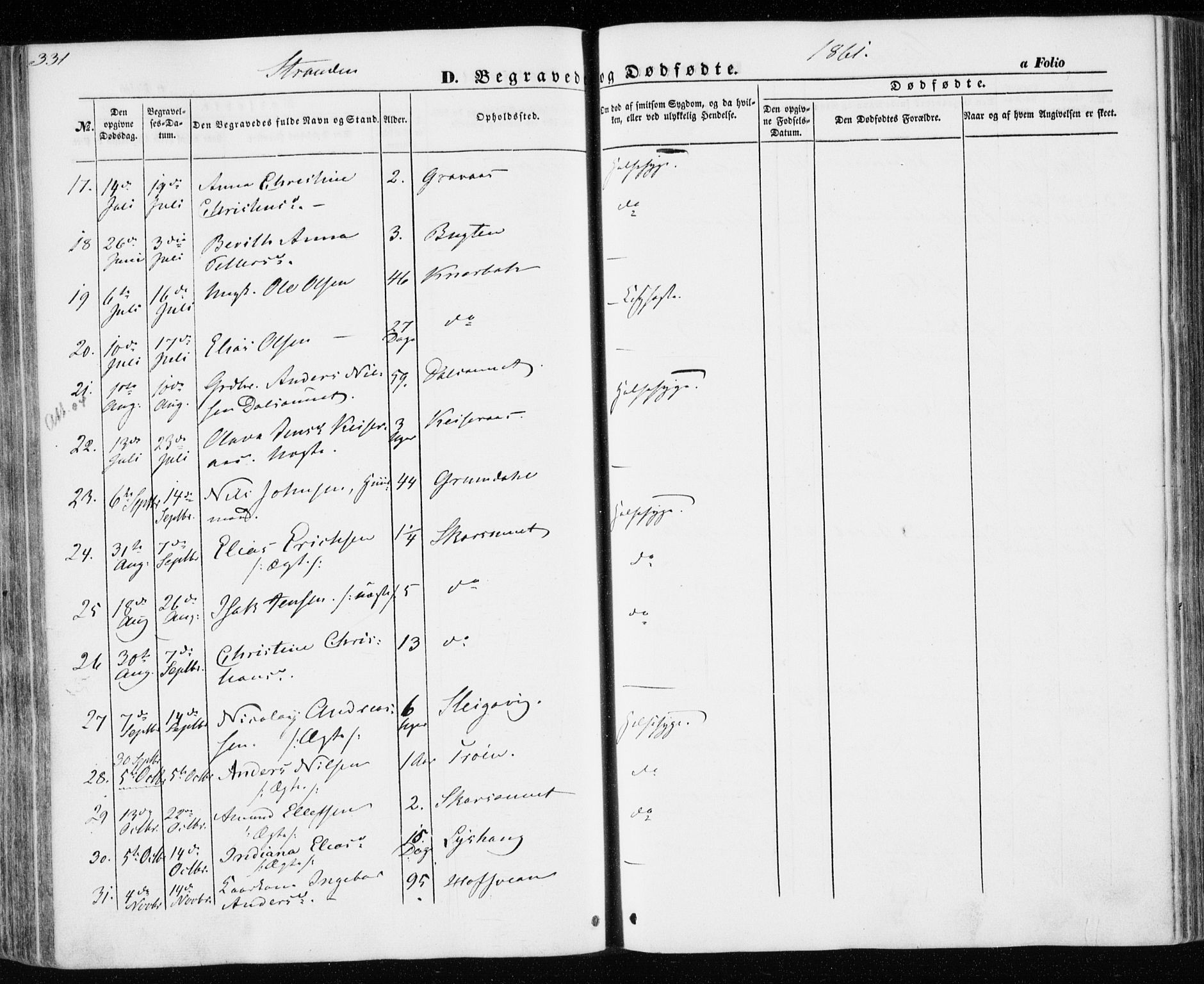 Ministerialprotokoller, klokkerbøker og fødselsregistre - Nord-Trøndelag, SAT/A-1458/701/L0008: Parish register (official) no. 701A08 /2, 1854-1863, p. 331