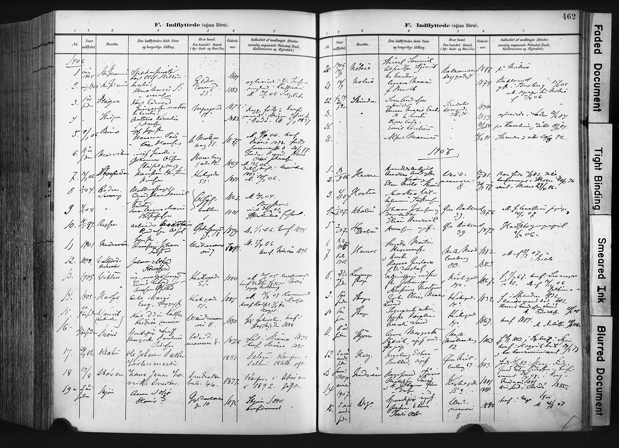 Ministerialprotokoller, klokkerbøker og fødselsregistre - Sør-Trøndelag, SAT/A-1456/604/L0201: Parish register (official) no. 604A21, 1901-1911, p. 462