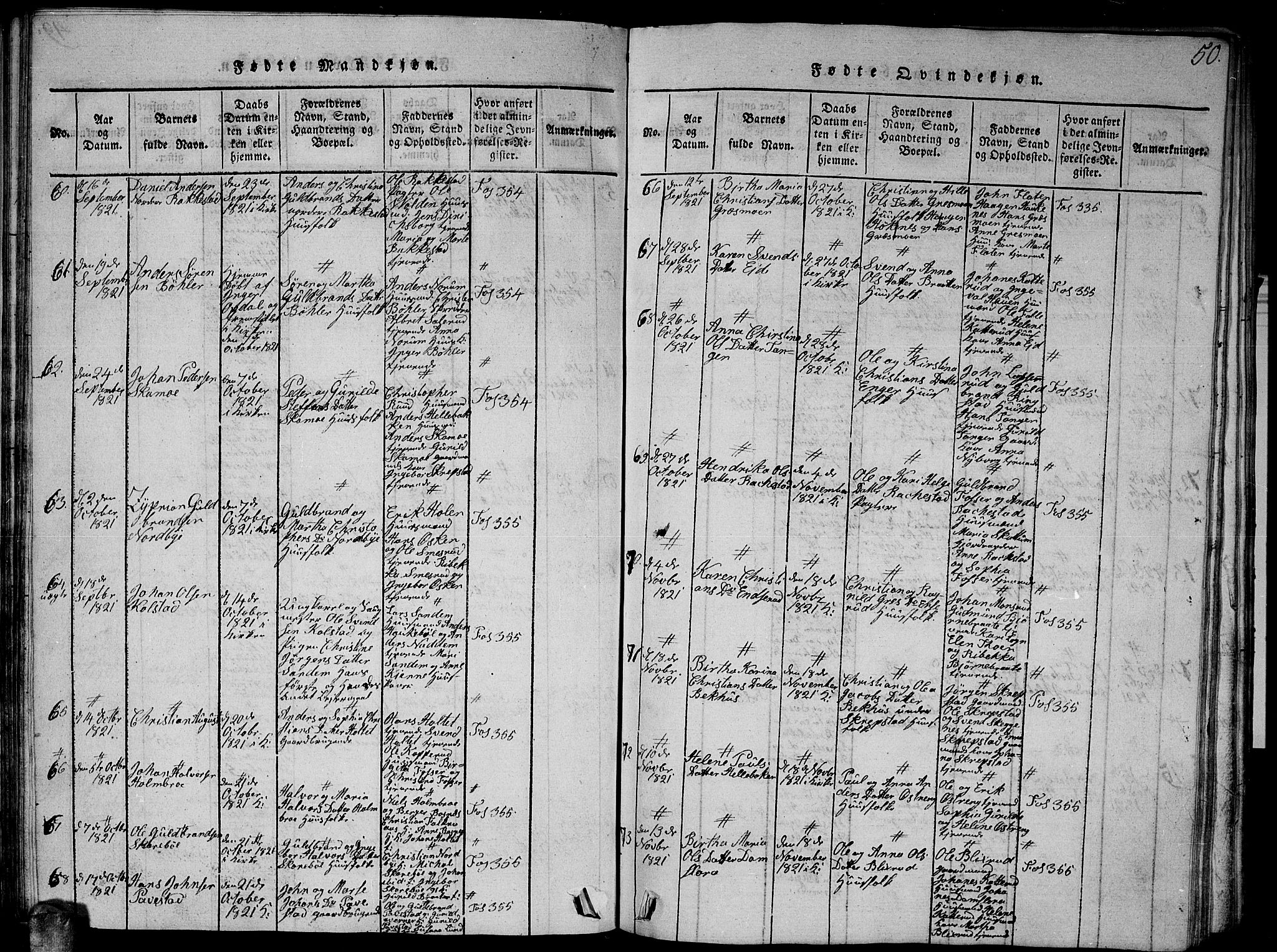 Høland prestekontor Kirkebøker, AV/SAO-A-10346a/G/Ga/L0001: Parish register (copy) no. I 1, 1814-1827, p. 50