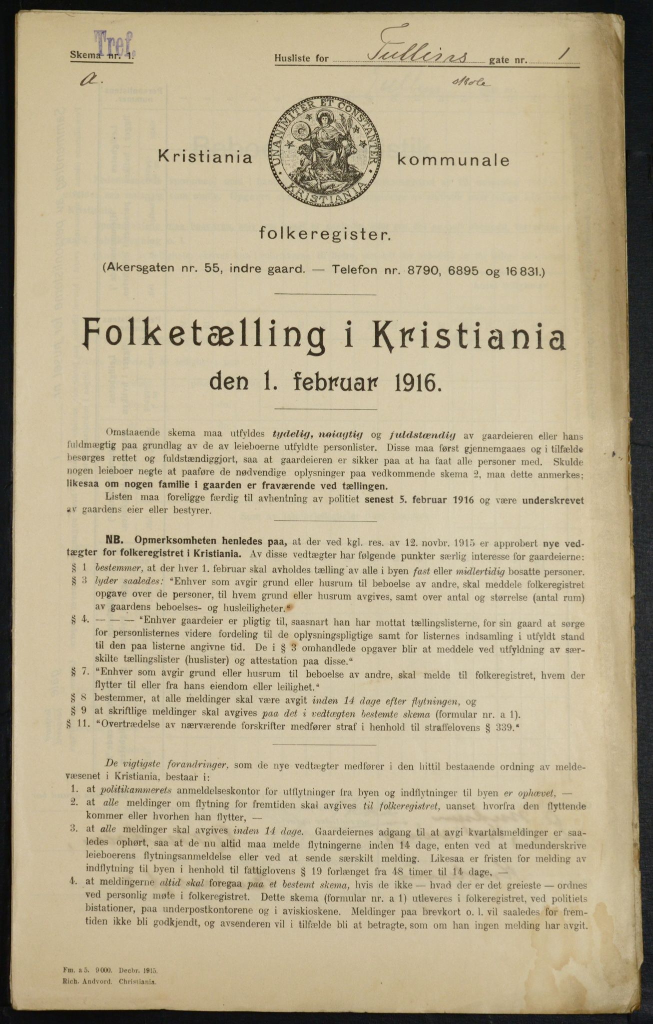 OBA, Municipal Census 1916 for Kristiania, 1916, p. 120512