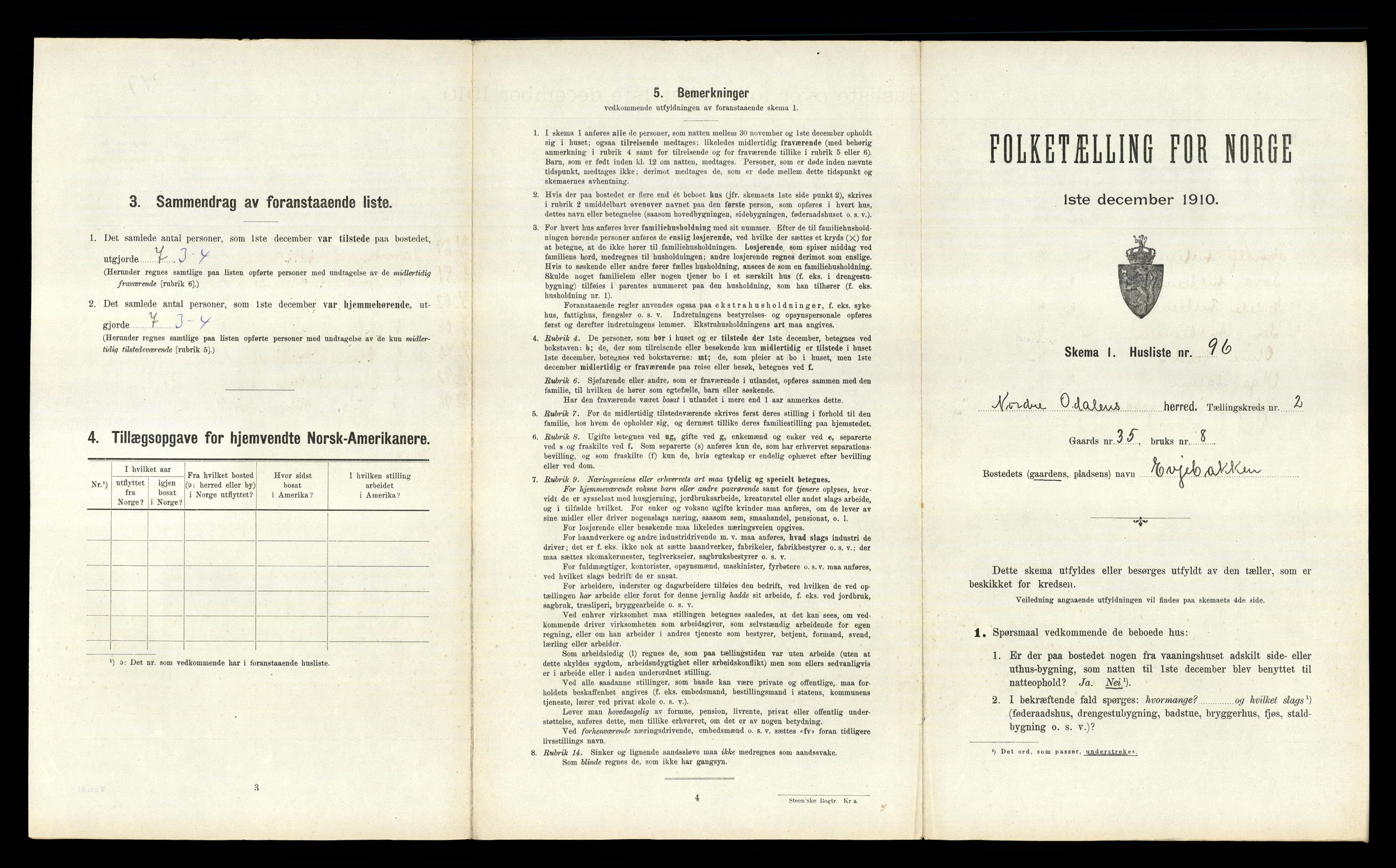 RA, 1910 census for Nord-Odal, 1910, p. 333