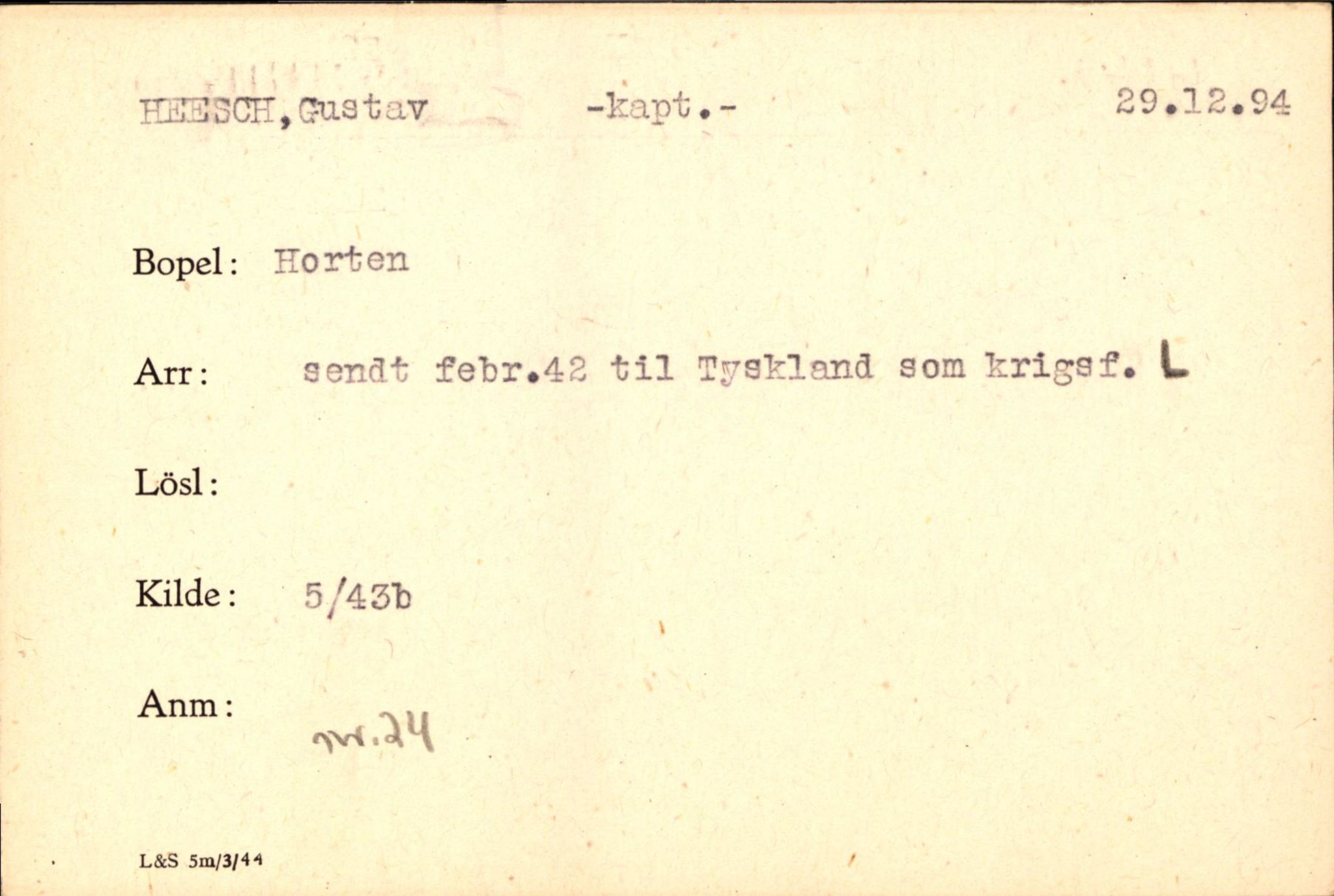 Forsvaret, Forsvarets krigshistoriske avdeling, AV/RA-RAFA-2017/Y/Yf/L0200: II-C-11-2102  -  Norske krigsfanger i Tyskland, 1940-1945, p. 406