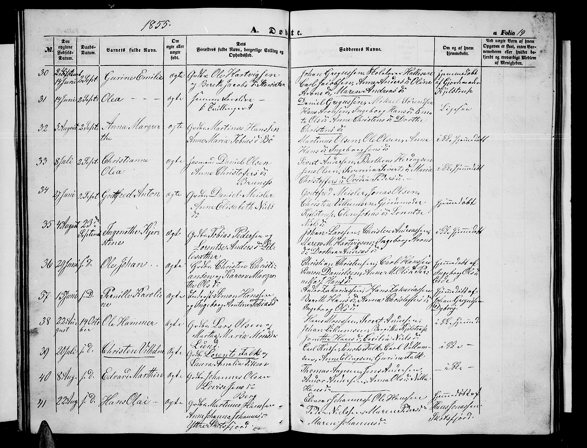 Ministerialprotokoller, klokkerbøker og fødselsregistre - Nordland, SAT/A-1459/855/L0814: Parish register (copy) no. 855C03, 1851-1864, p. 19