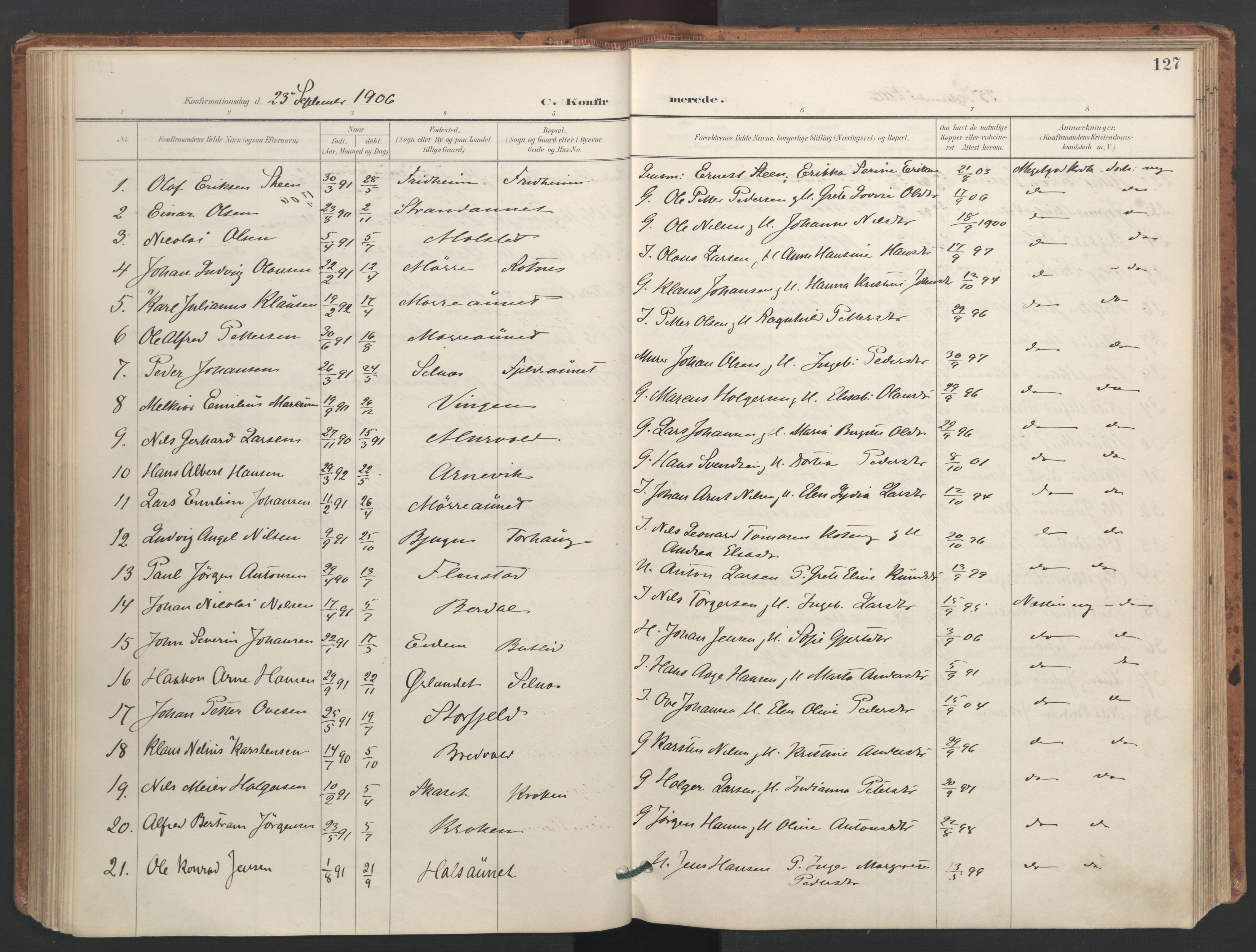 Ministerialprotokoller, klokkerbøker og fødselsregistre - Sør-Trøndelag, SAT/A-1456/655/L0681: Parish register (official) no. 655A10, 1895-1907, p. 127