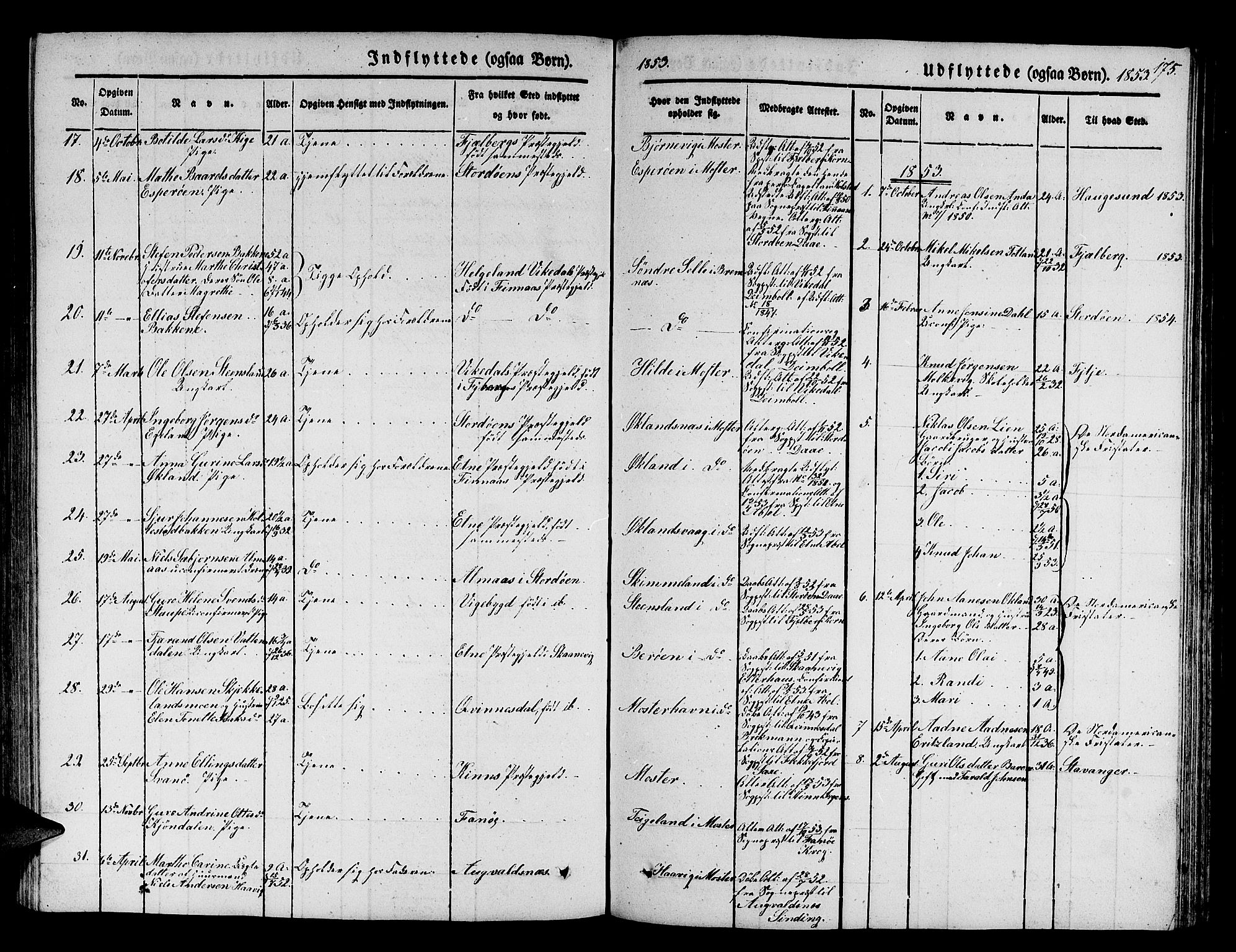 Finnås sokneprestembete, SAB/A-99925/H/Ha/Hab/Haba/L0001: Parish register (copy) no. A 1, 1851-1873, p. 175
