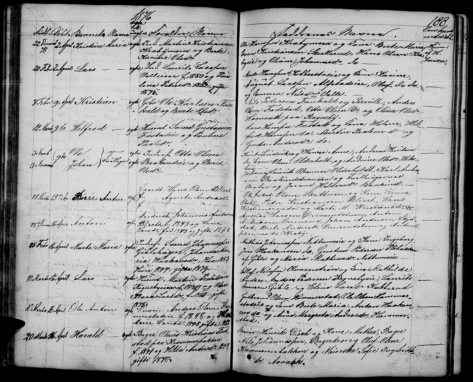 Østre Toten prestekontor, AV/SAH-PREST-104/H/Ha/Hab/L0004: Parish register (copy) no. 4, 1858-1886, p. 188