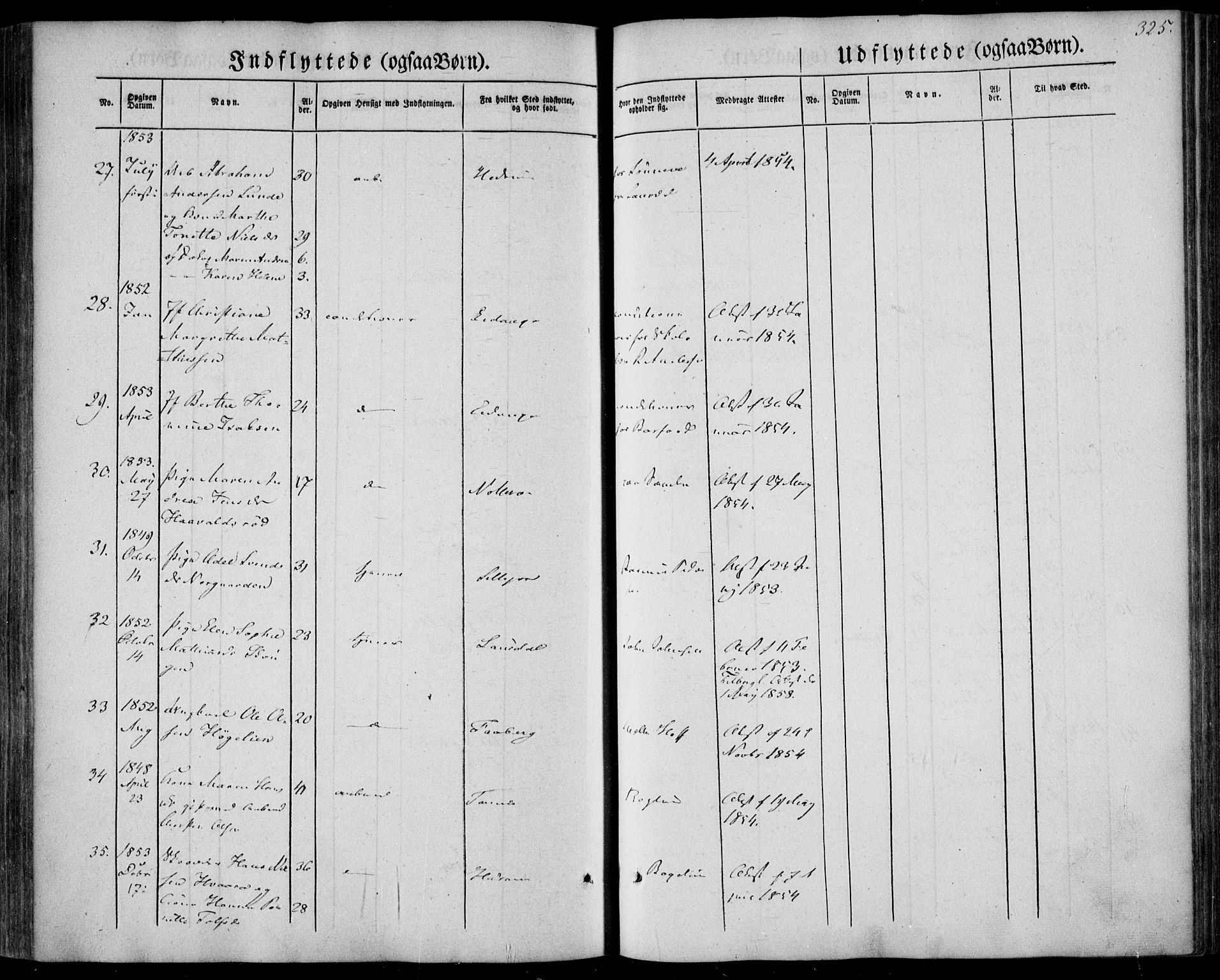 Larvik kirkebøker, AV/SAKO-A-352/F/Fa/L0003: Parish register (official) no. I 3, 1848-1856, p. 325