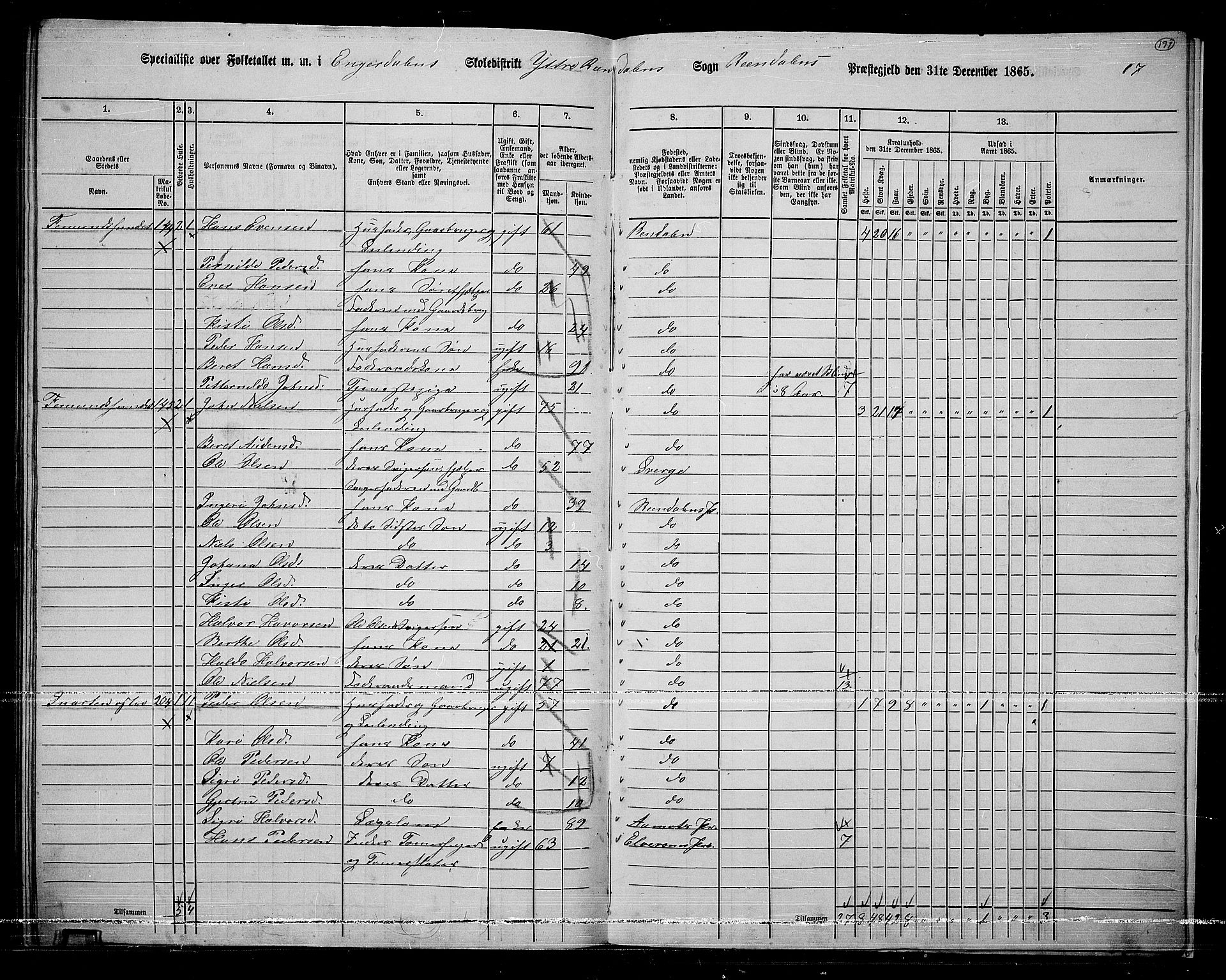 RA, 1865 census for Rendalen, 1865, p. 163