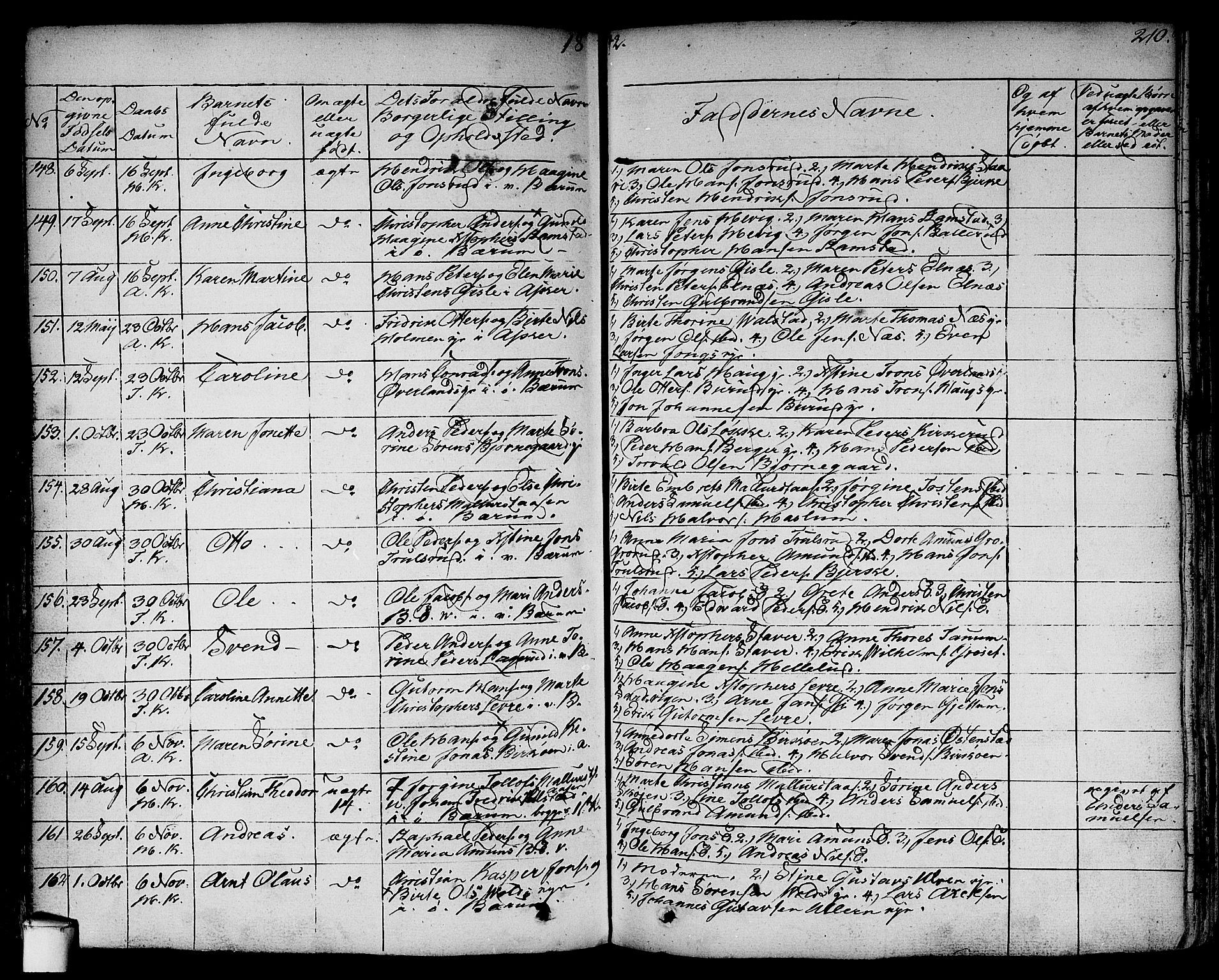 Asker prestekontor Kirkebøker, SAO/A-10256a/F/Fa/L0007: Parish register (official) no. I 7, 1825-1864, p. 210
