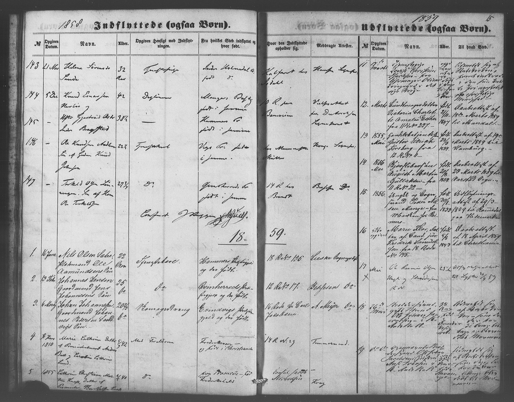 Domkirken sokneprestembete, SAB/A-74801/H/Haa/L0048: Parish register (official) no. F 3, 1858-1874, p. 15