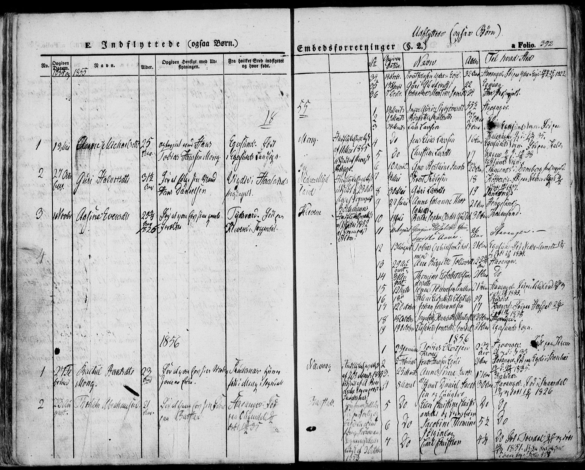 Sokndal sokneprestkontor, SAST/A-101808: Parish register (official) no. A 8.2, 1842-1857, p. 392