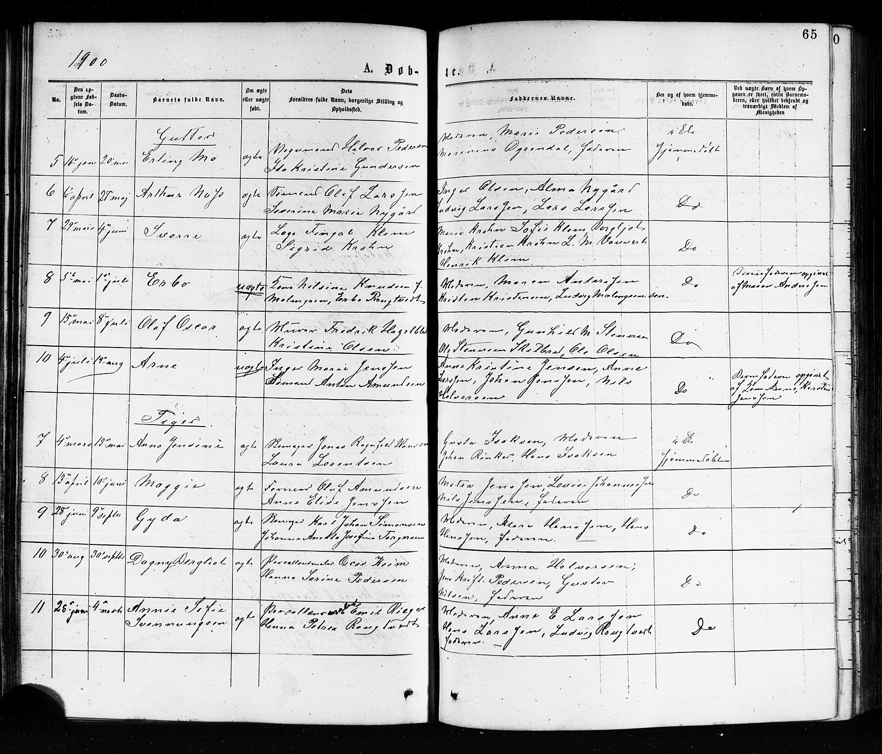 Porsgrunn kirkebøker , SAKO/A-104/G/Ga/L0003: Parish register (copy) no. I 3, 1877-1915, p. 65