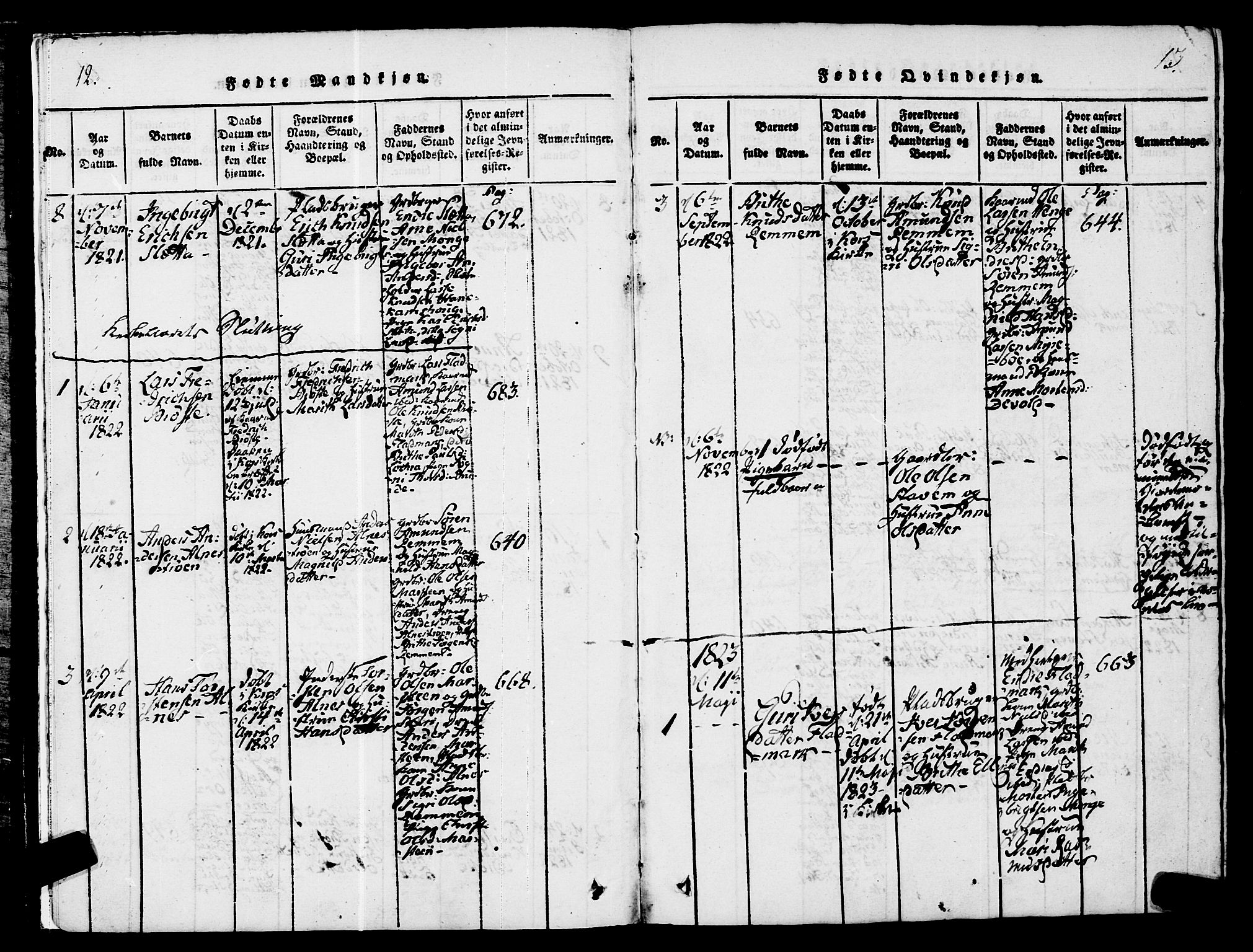 Ministerialprotokoller, klokkerbøker og fødselsregistre - Møre og Romsdal, AV/SAT-A-1454/546/L0593: Parish register (official) no. 546A01, 1818-1853, p. 12-13