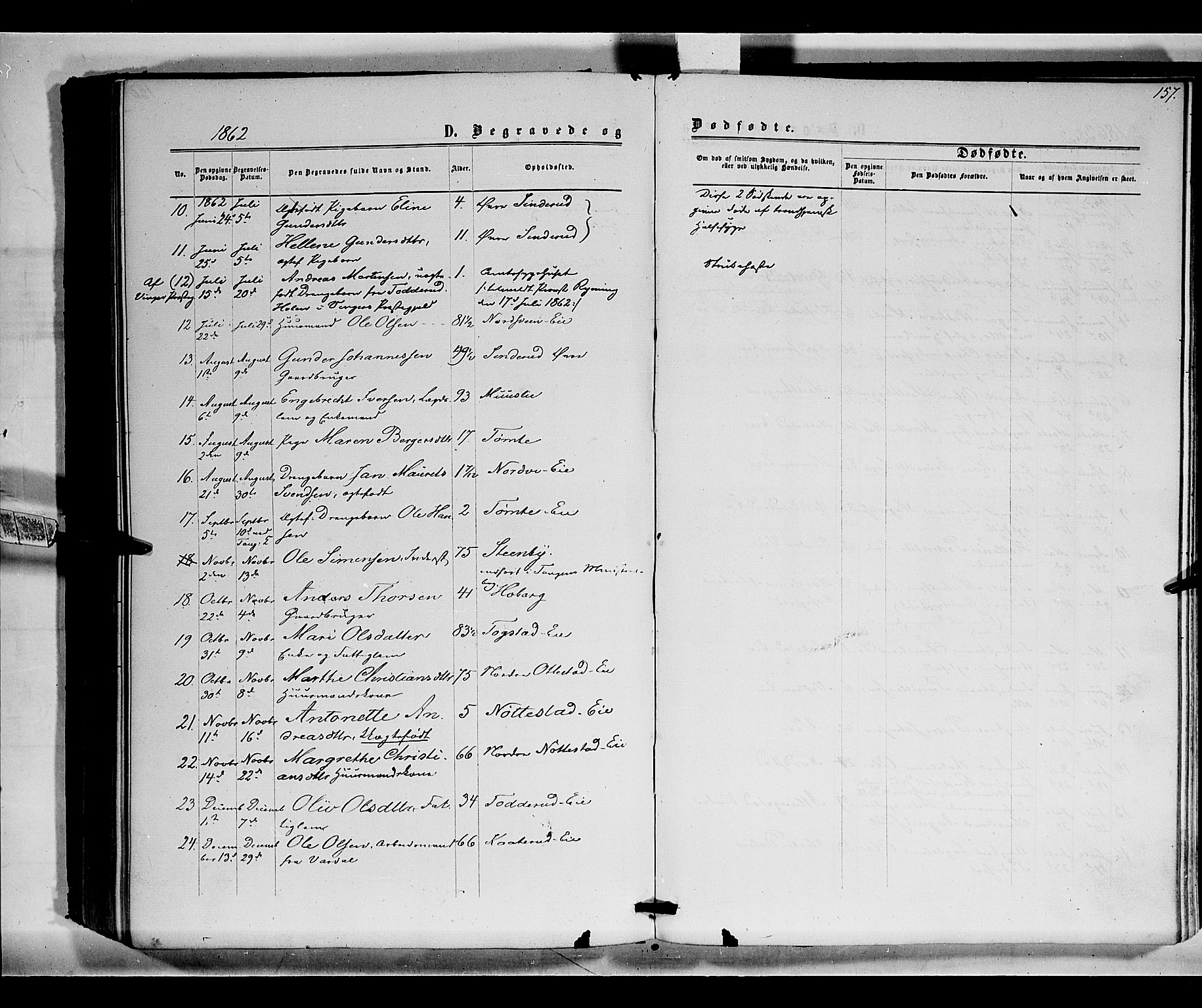 Stange prestekontor, SAH/PREST-002/K/L0015: Parish register (official) no. 15, 1862-1879, p. 157