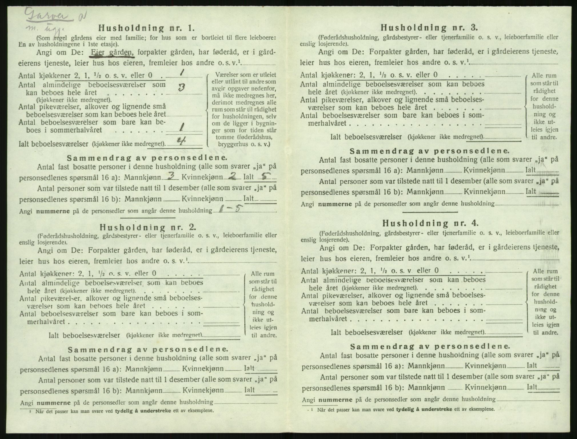 SAK, 1920 census for Vestre Moland, 1920, p. 1010