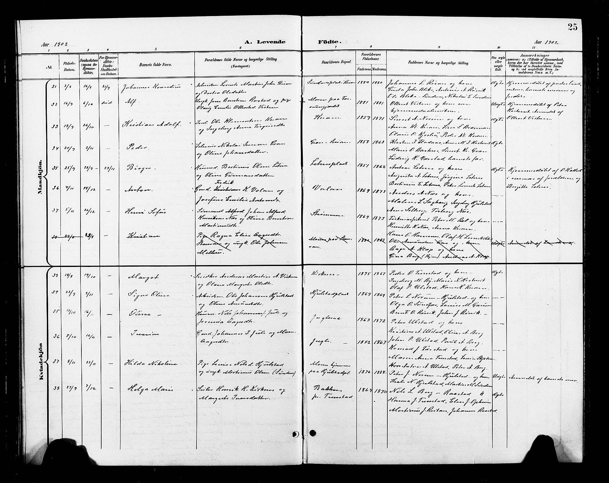 Ministerialprotokoller, klokkerbøker og fødselsregistre - Nord-Trøndelag, SAT/A-1458/730/L0302: Parish register (copy) no. 730C05, 1898-1924, p. 25
