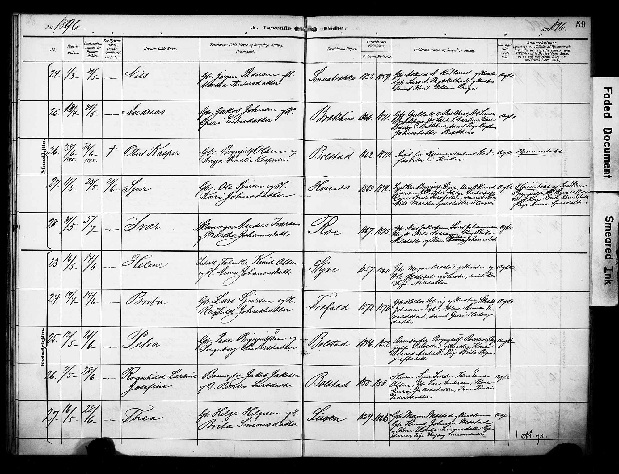 Evanger sokneprestembete, AV/SAB-A-99924: Parish register (official) no. A 2, 1892-1899, p. 59