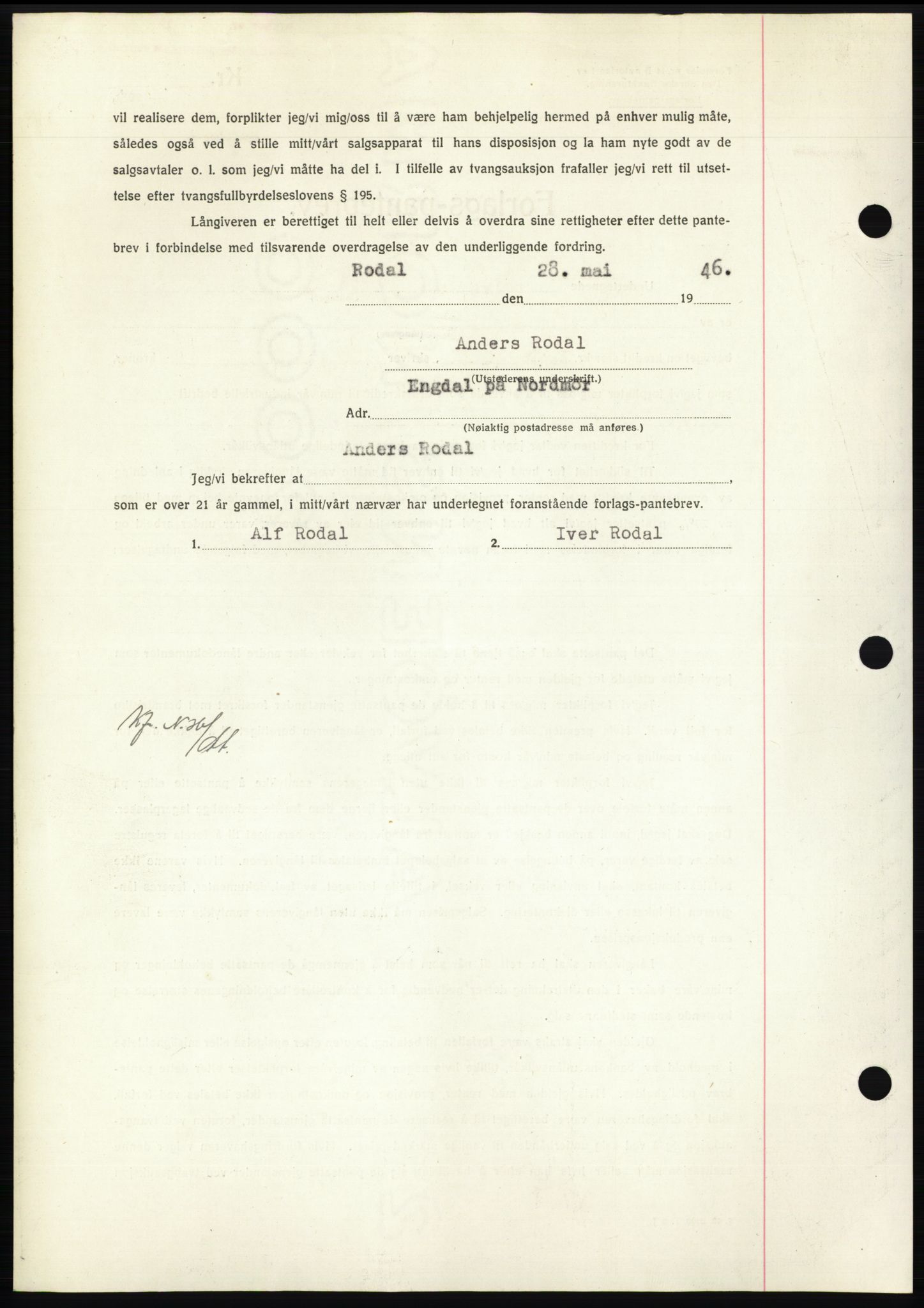 Nordmøre sorenskriveri, AV/SAT-A-4132/1/2/2Ca: Mortgage book no. B94, 1946-1946, Diary no: : 1145/1946