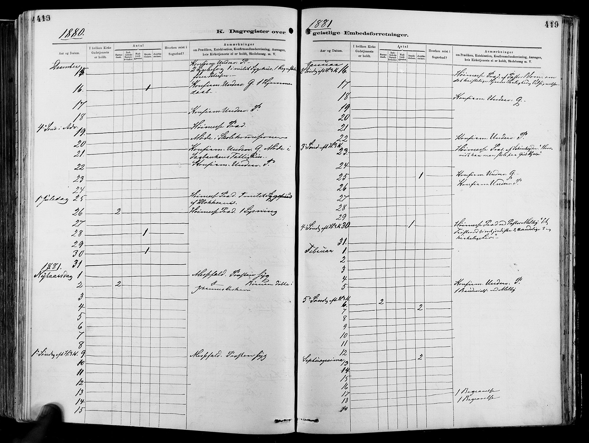 Garnisonsmenigheten Kirkebøker, SAO/A-10846/F/Fa/L0012: Parish register (official) no. 12, 1880-1893, p. 419