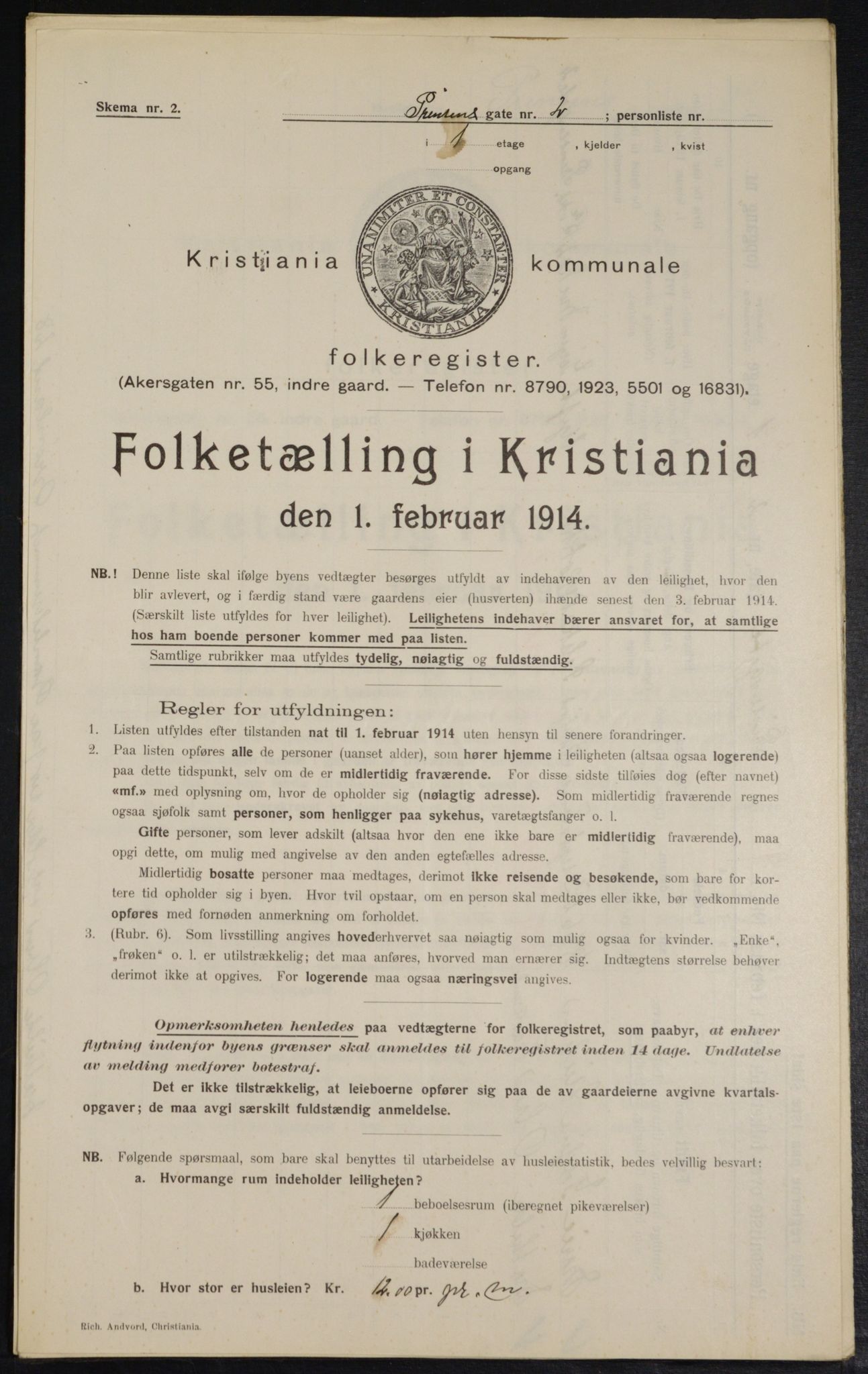 OBA, Municipal Census 1914 for Kristiania, 1914, p. 81251