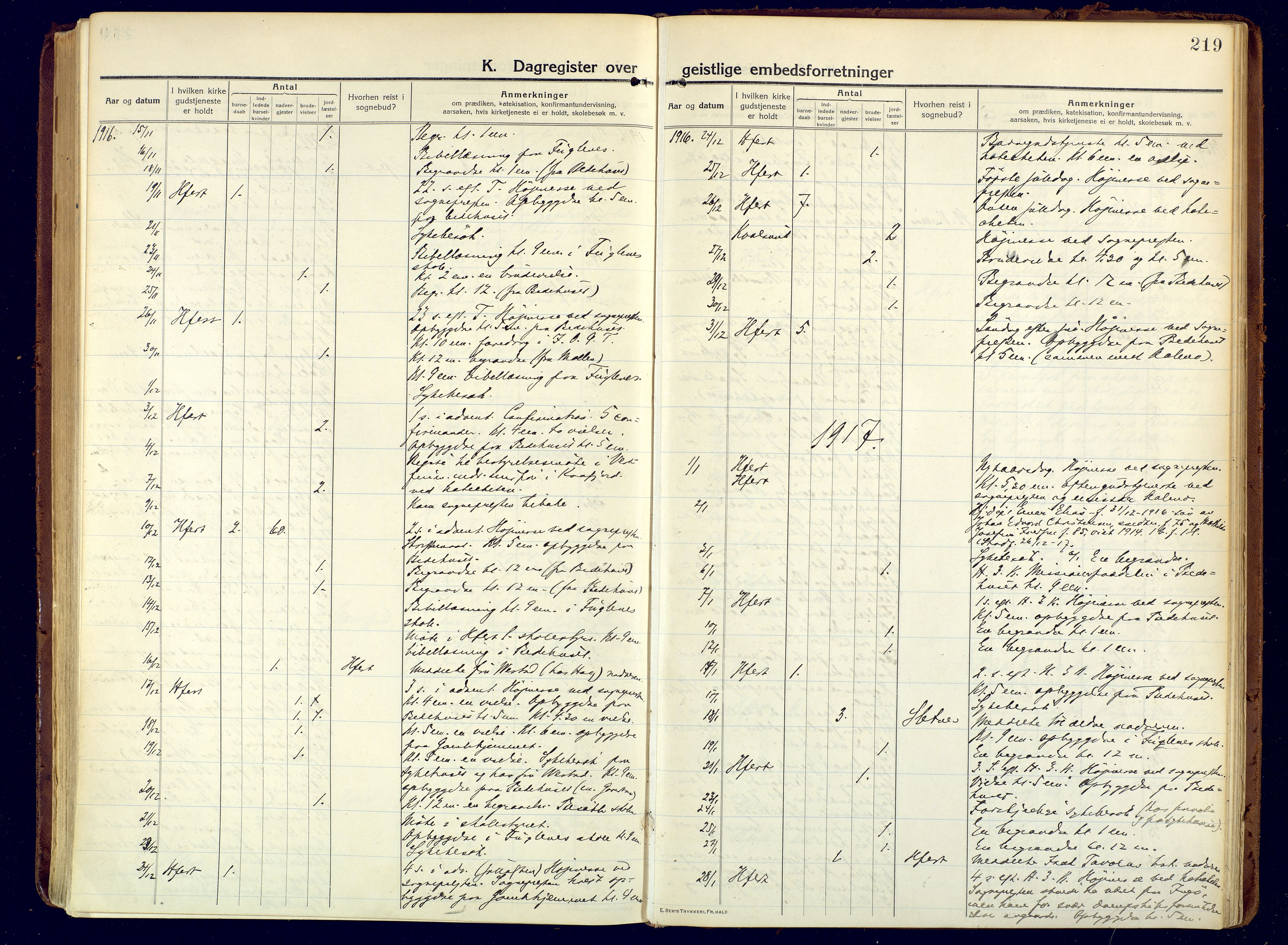 Hammerfest sokneprestkontor, SATØ/S-1347/H/Ha/L0015.kirke: Parish register (official) no. 15, 1916-1923, p. 219