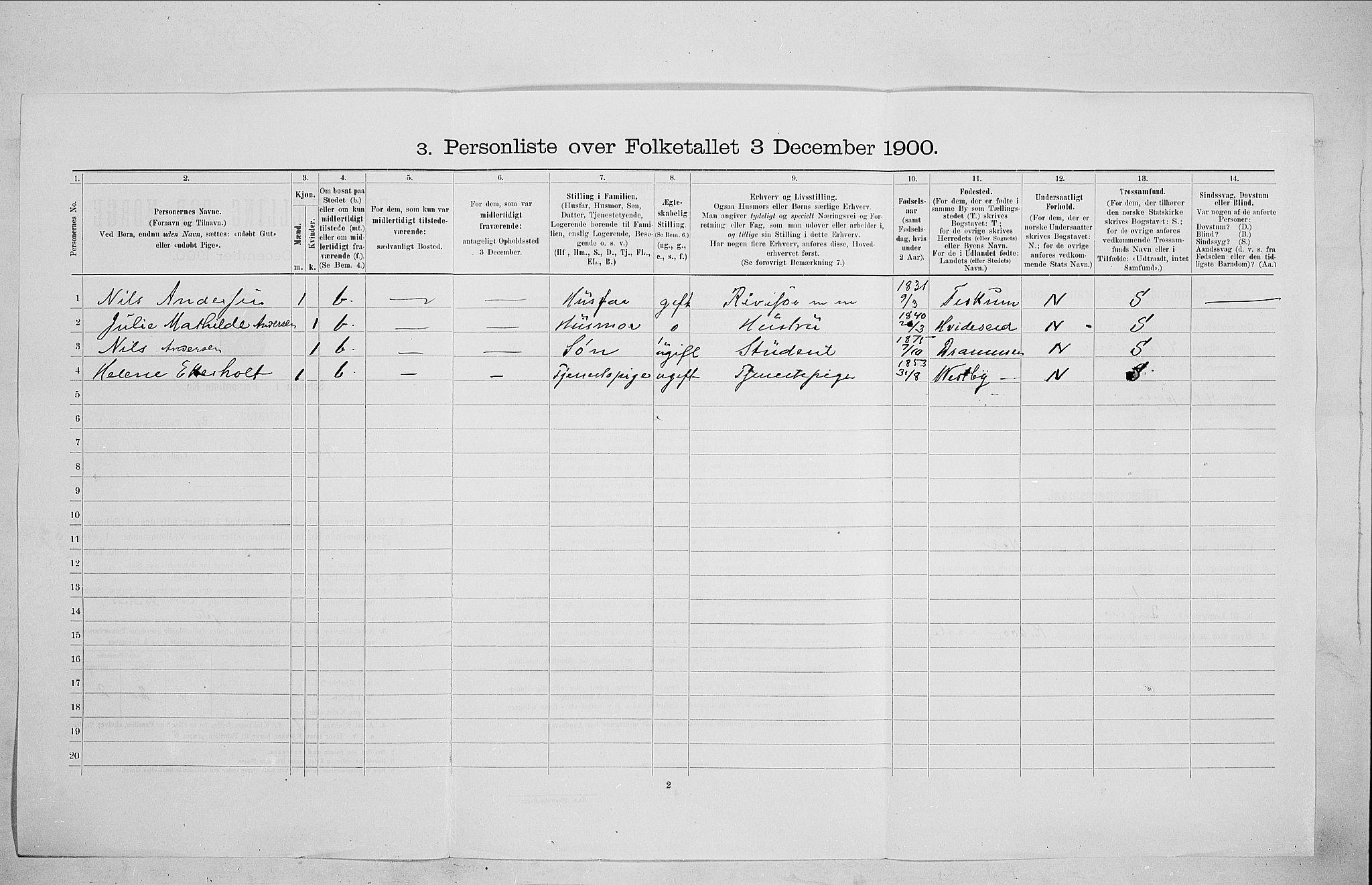 SAO, 1900 census for Kristiania, 1900, p. 44568