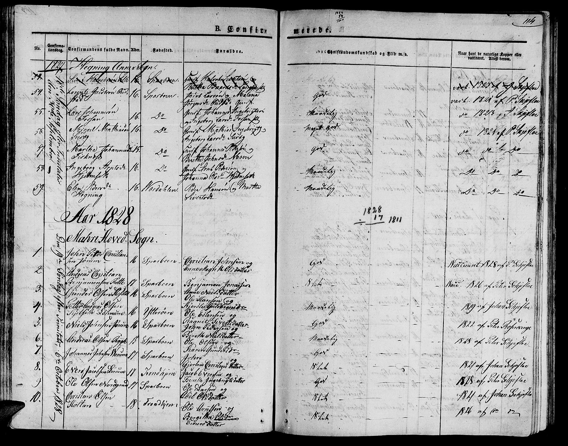 Ministerialprotokoller, klokkerbøker og fødselsregistre - Nord-Trøndelag, SAT/A-1458/735/L0336: Parish register (official) no. 735A05 /1, 1825-1835, p. 114