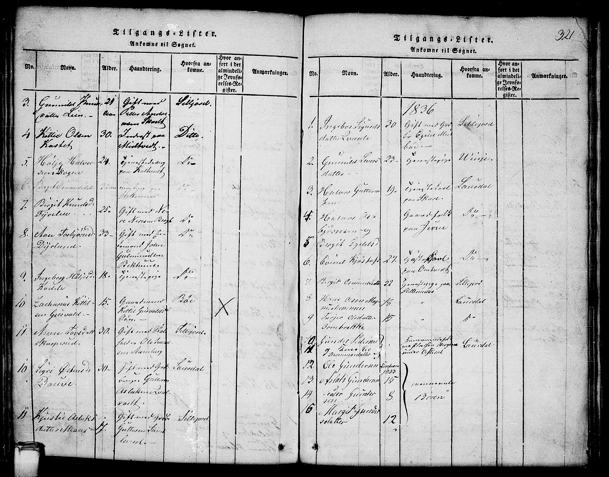 Kviteseid kirkebøker, SAKO/A-276/G/Gb/L0001: Parish register (copy) no. II 1, 1815-1842, p. 321