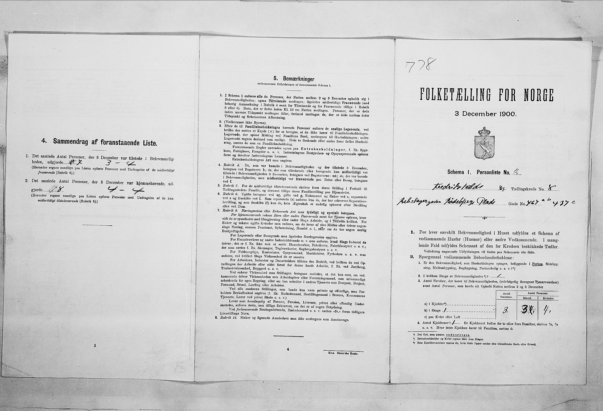 SAO, 1900 census for Fredrikshald, 1900