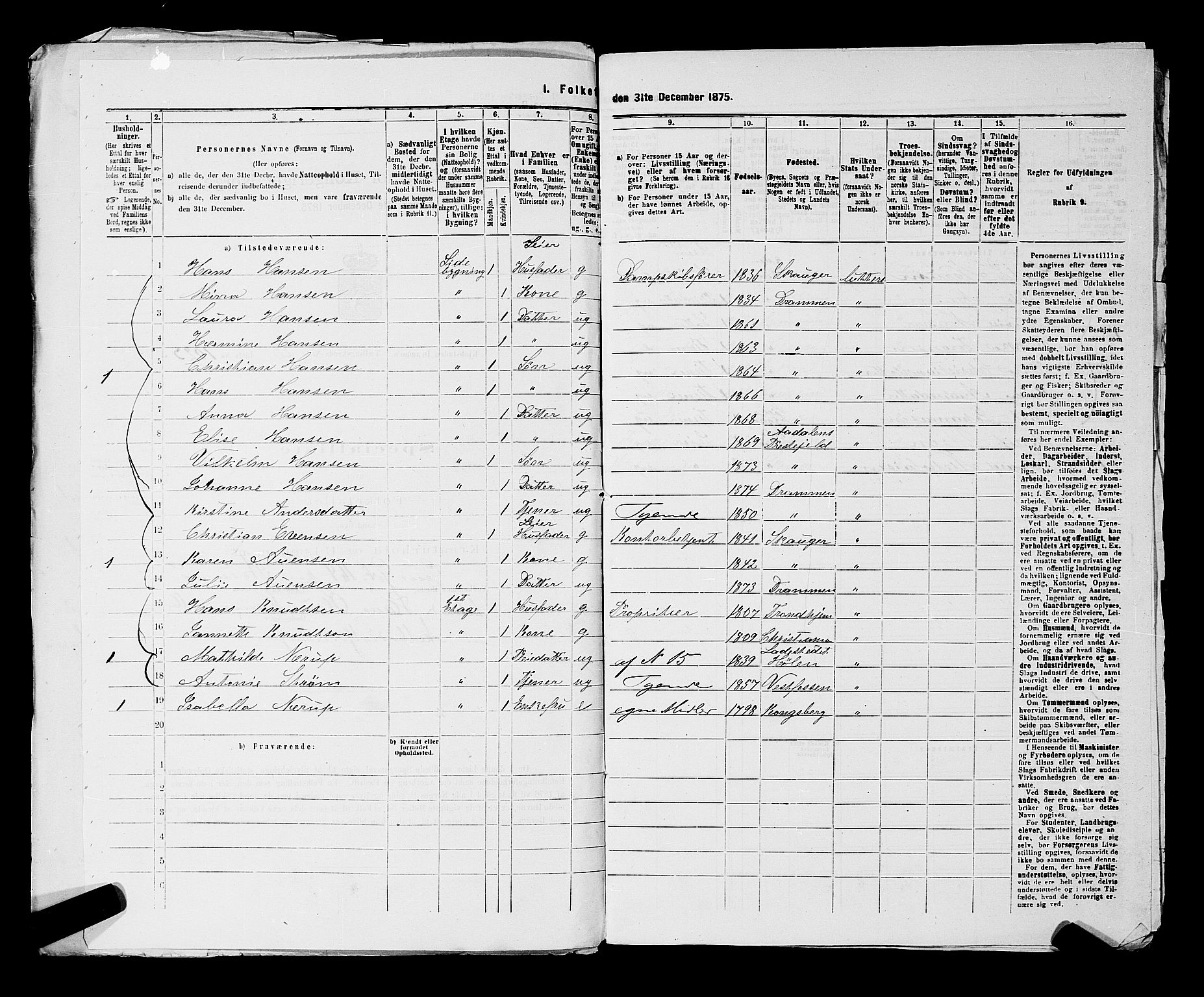 SAKO, 1875 census for 0602 Drammen, 1875, p. 2675