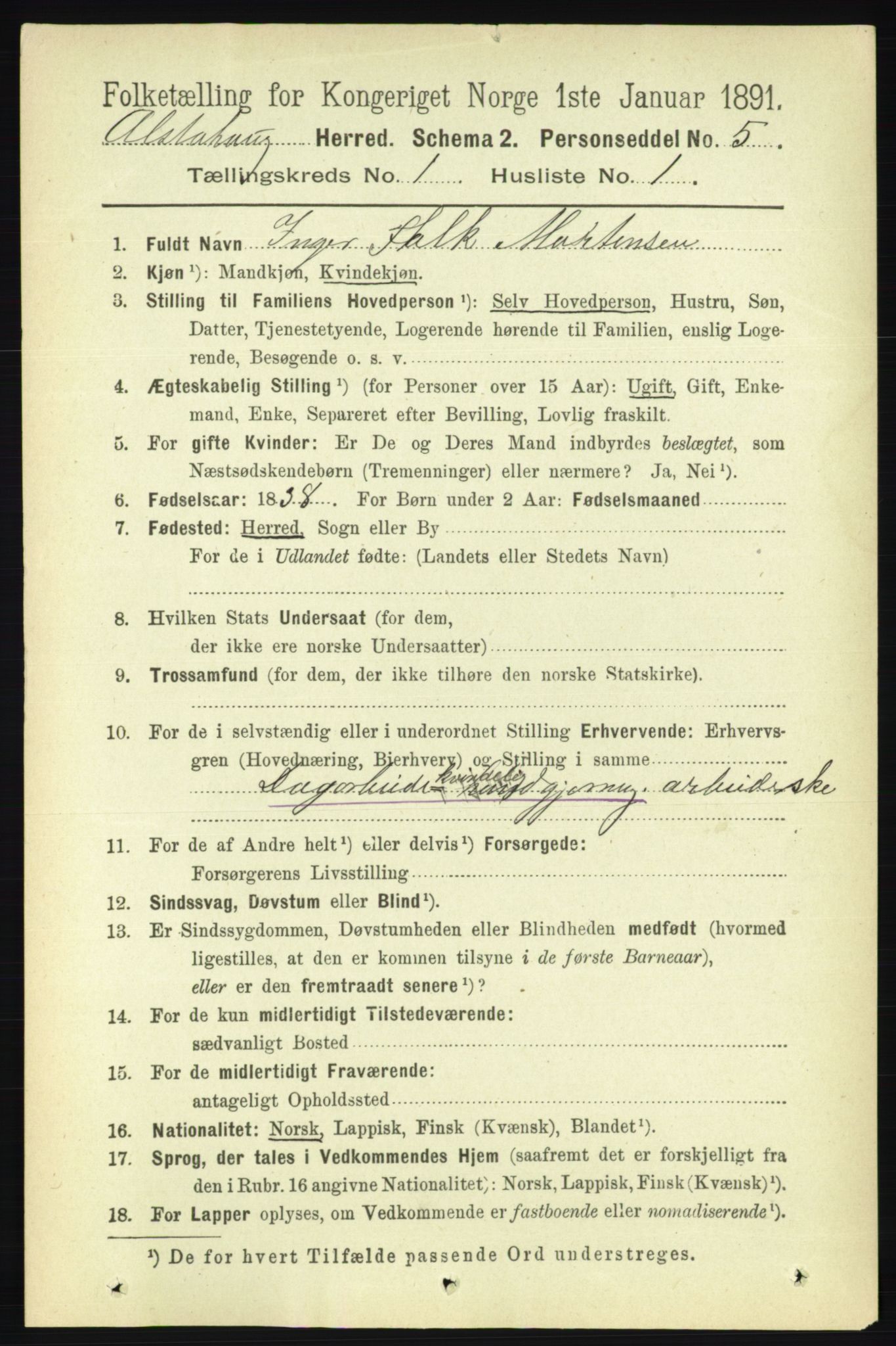 RA, 1891 census for 1820 Alstahaug, 1891, p. 100