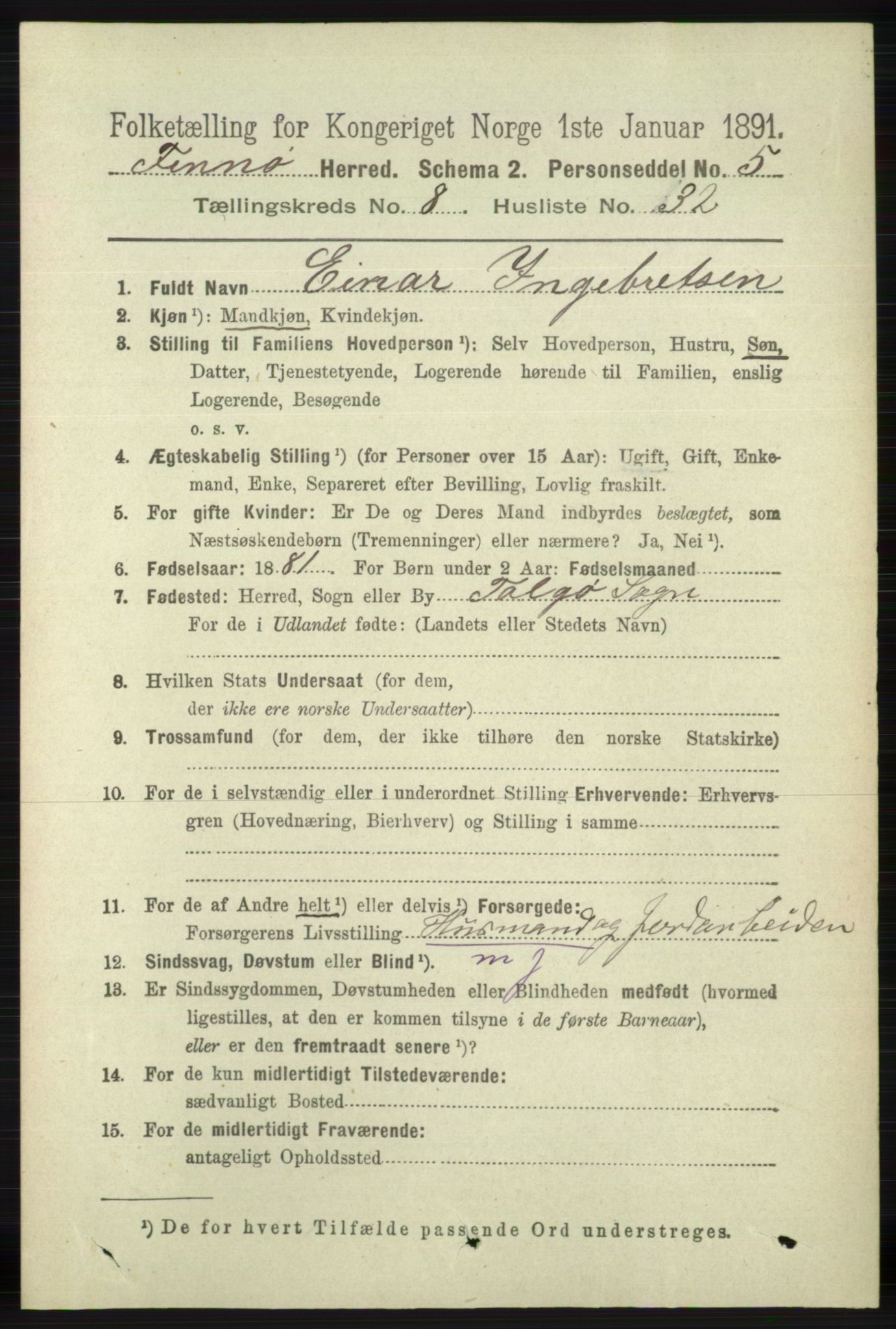 RA, 1891 census for 1141 Finnøy, 1891, p. 1844