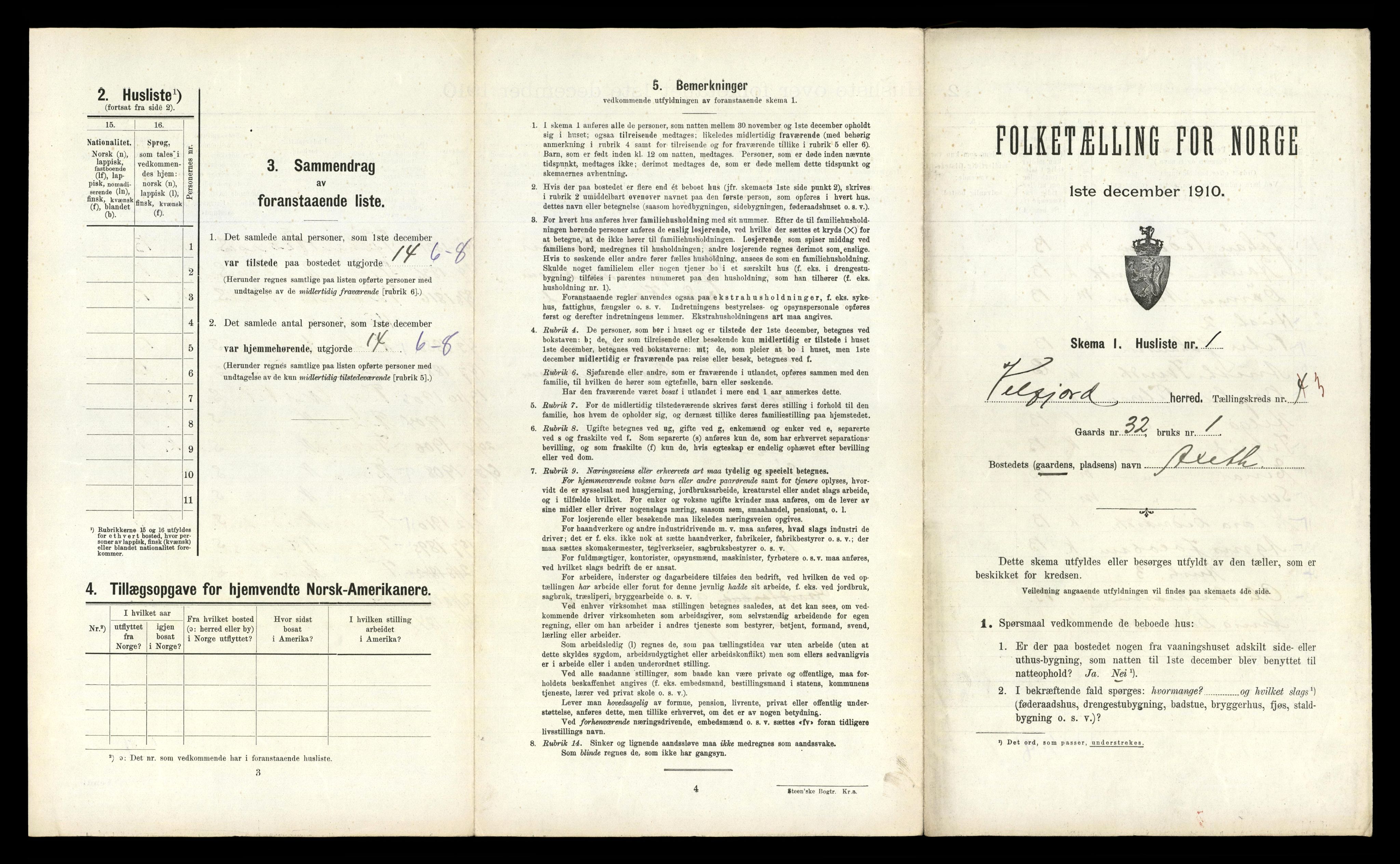 RA, 1910 census for Velfjord, 1910, p. 215