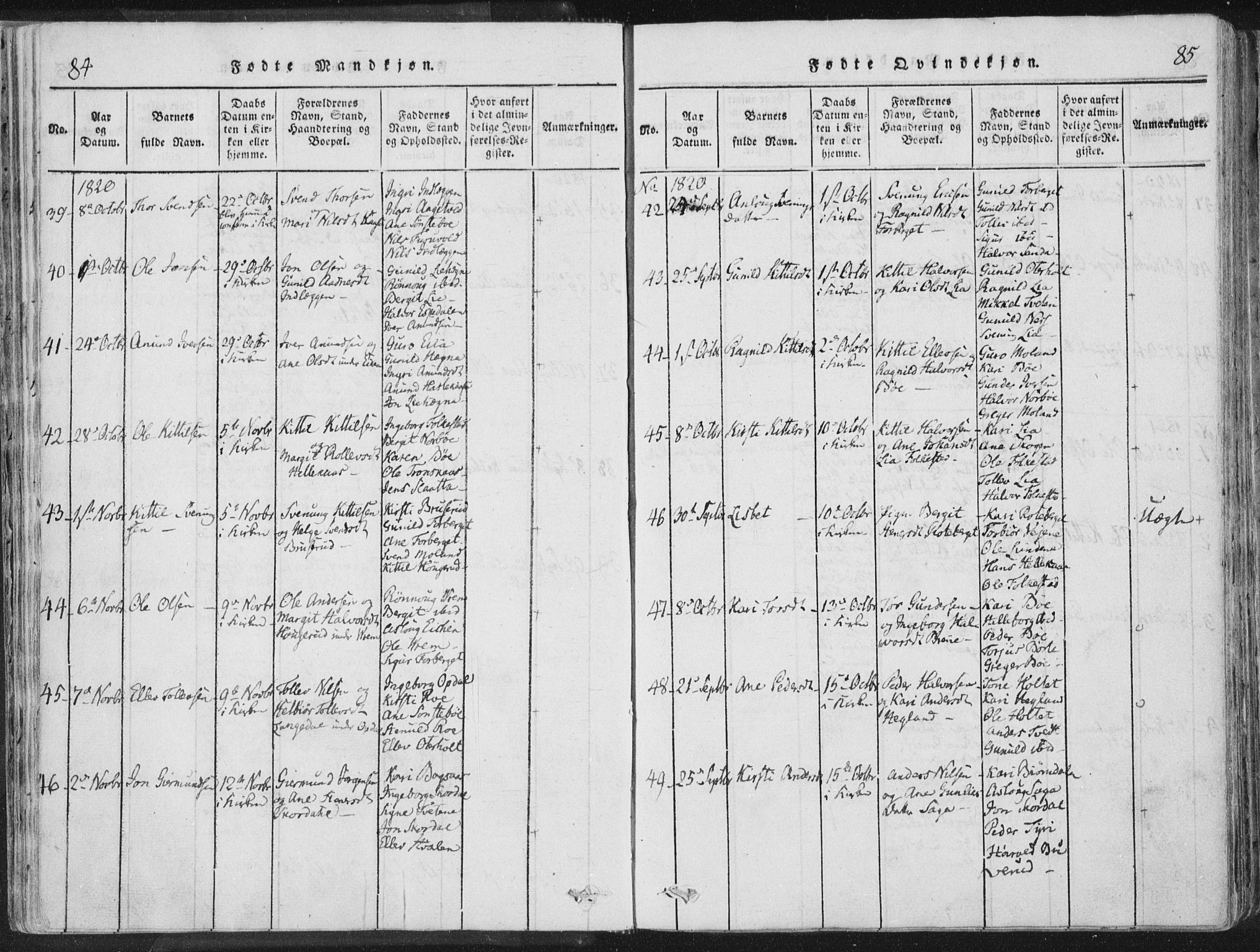 Bø kirkebøker, SAKO/A-257/F/Fa/L0006: Parish register (official) no. 6, 1815-1831, p. 84-85