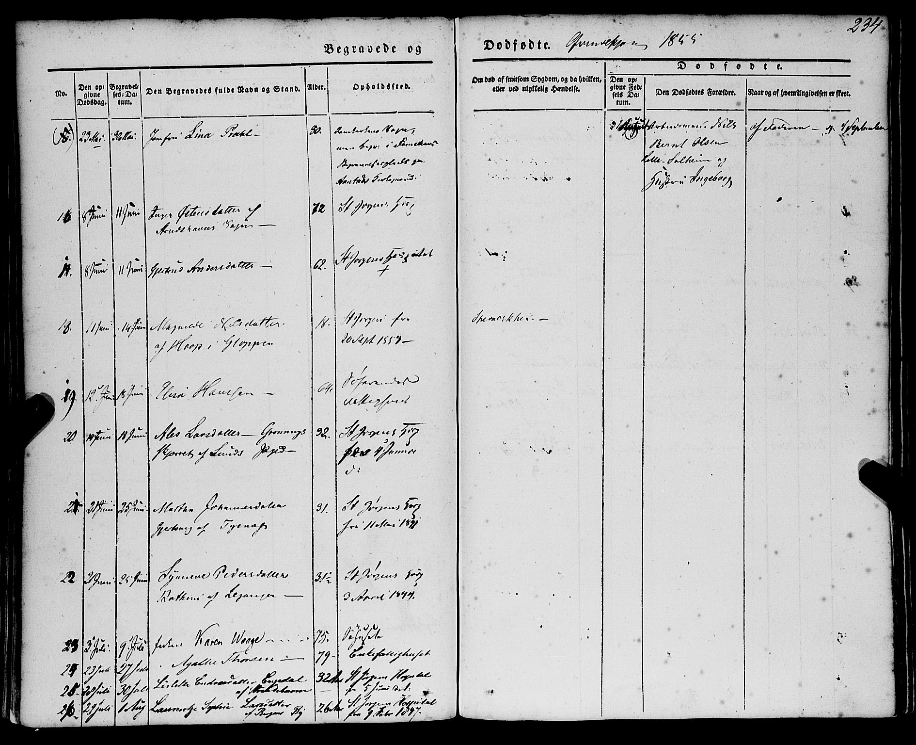 St. Jørgens hospital og Årstad sokneprestembete, AV/SAB-A-99934: Parish register (official) no. A 4, 1844-1863, p. 234