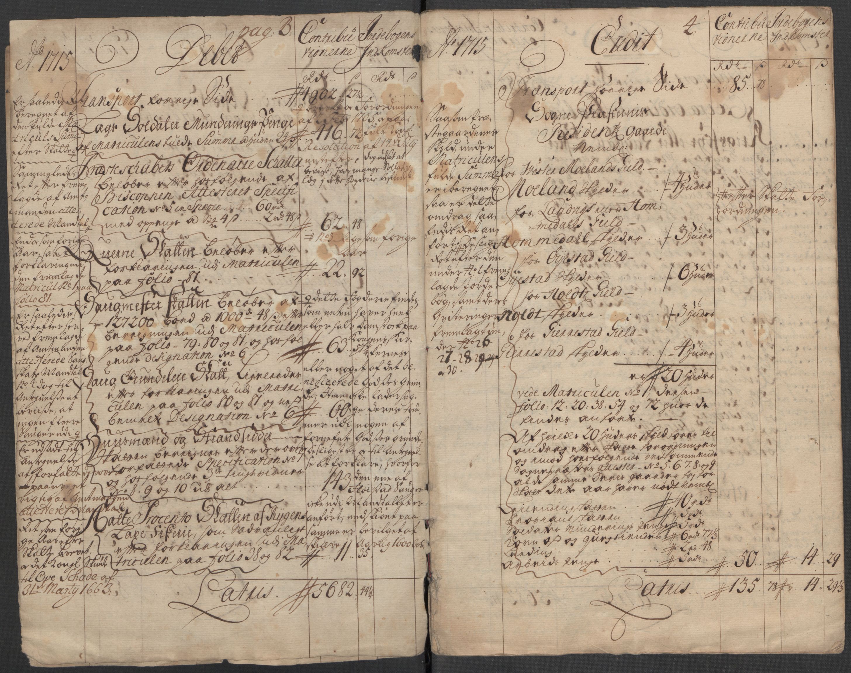 Rentekammeret inntil 1814, Reviderte regnskaper, Fogderegnskap, RA/EA-4092/R39/L2323: Fogderegnskap Nedenes, 1715, p. 5