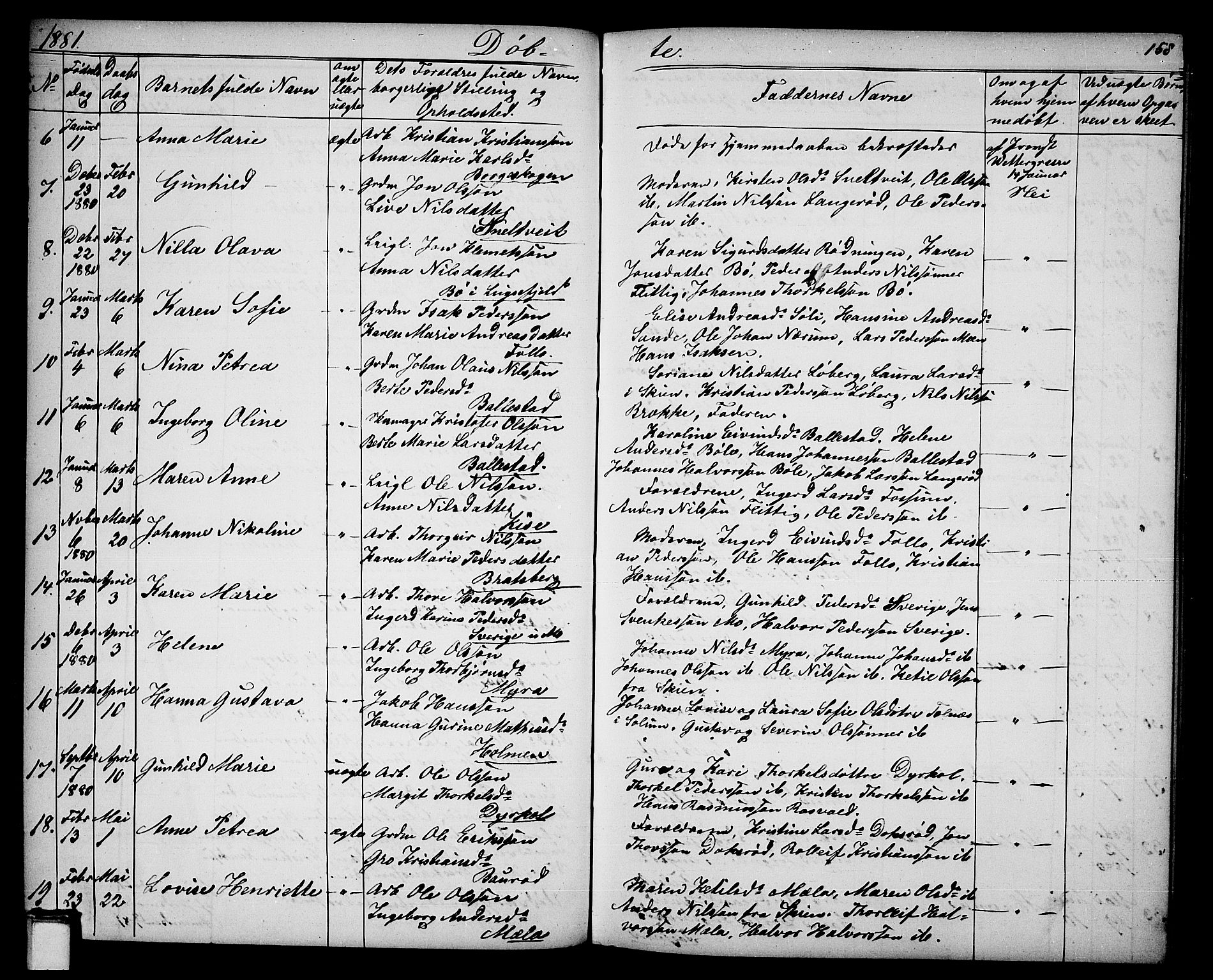 Gjerpen kirkebøker, SAKO/A-265/G/Ga/L0001: Parish register (copy) no. I 1, 1864-1882, p. 158