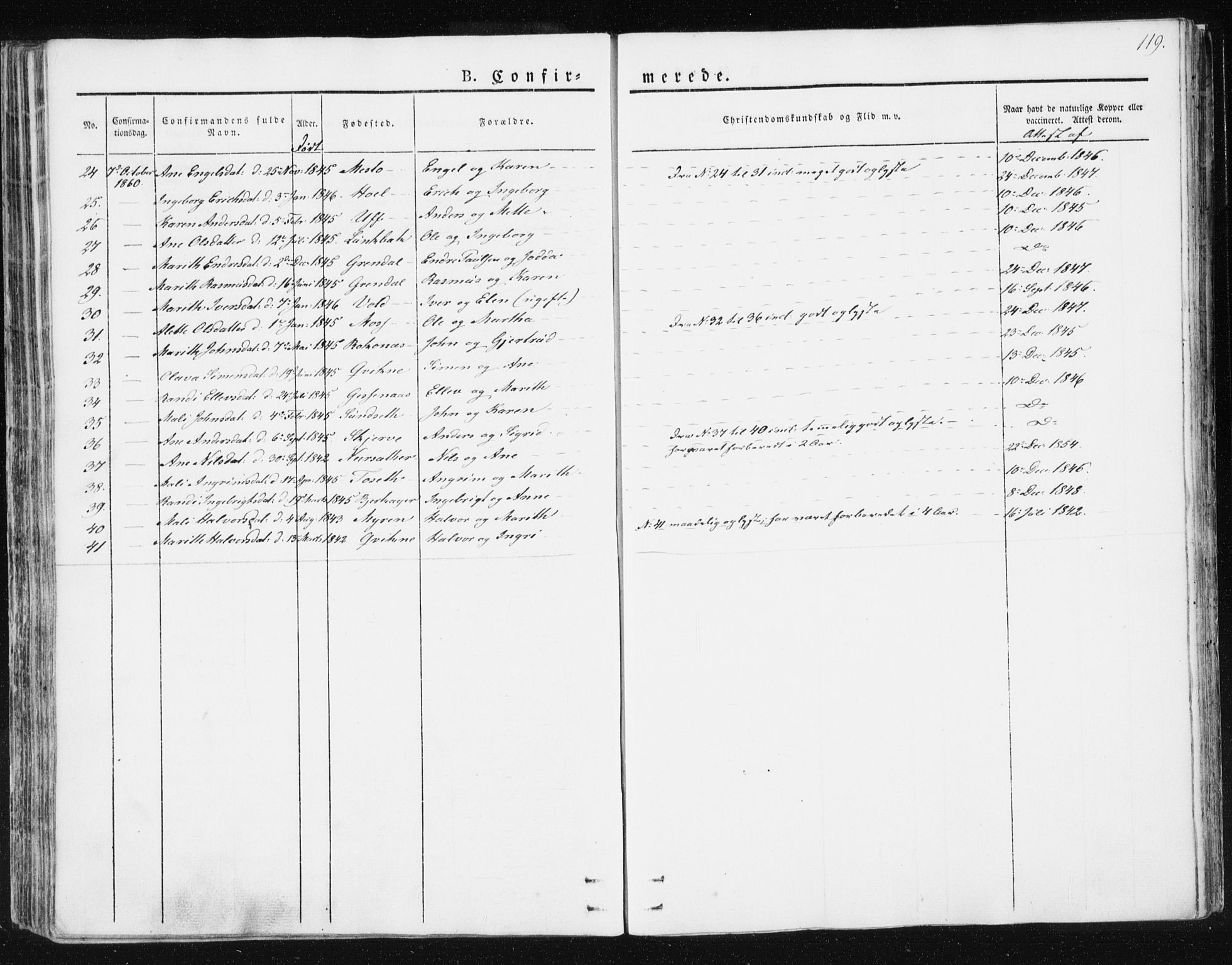 Ministerialprotokoller, klokkerbøker og fødselsregistre - Sør-Trøndelag, AV/SAT-A-1456/674/L0869: Parish register (official) no. 674A01, 1829-1860, p. 119