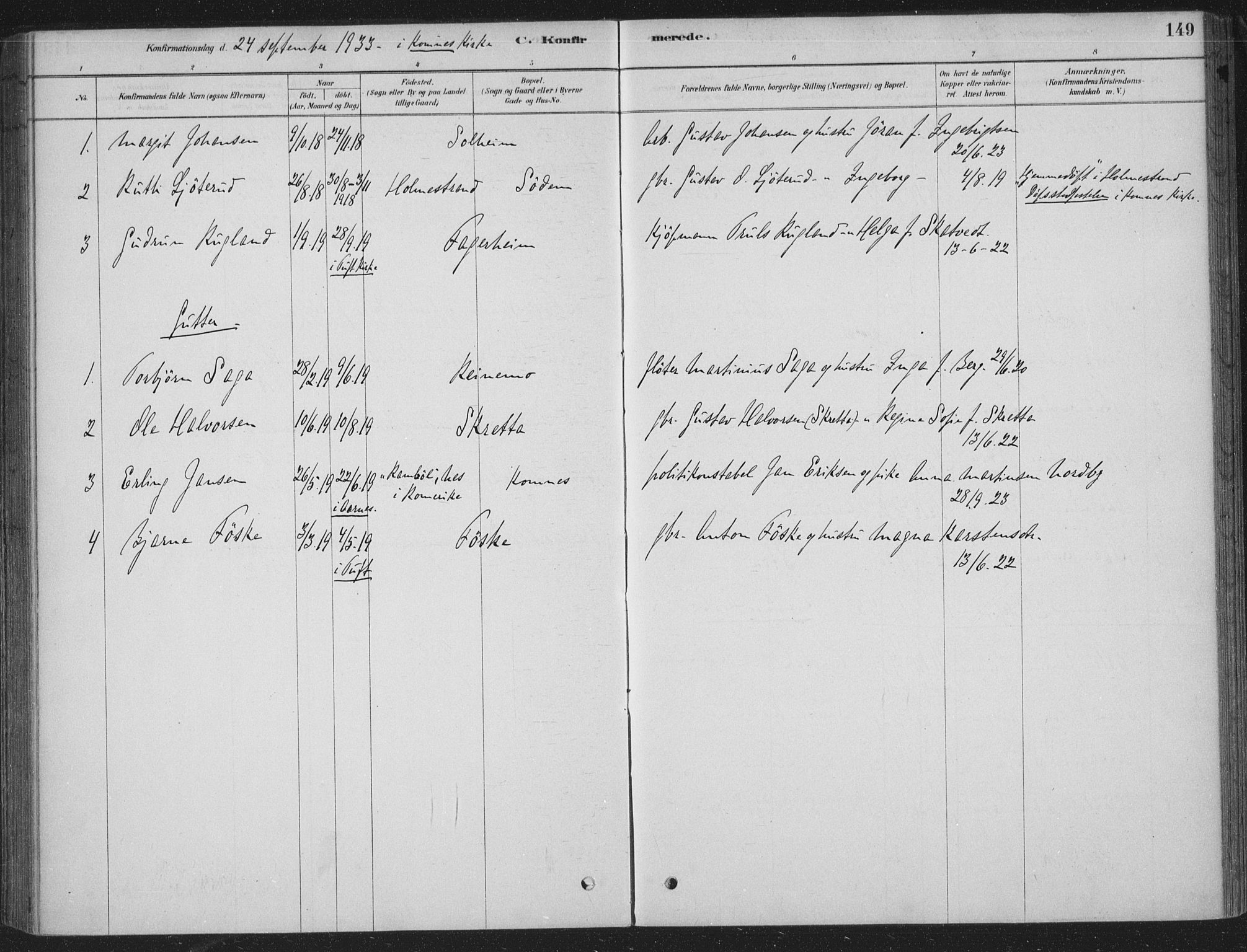 Sandsvær kirkebøker, AV/SAKO-A-244/F/Fe/L0001: Parish register (official) no. V 1, 1878-1936, p. 149