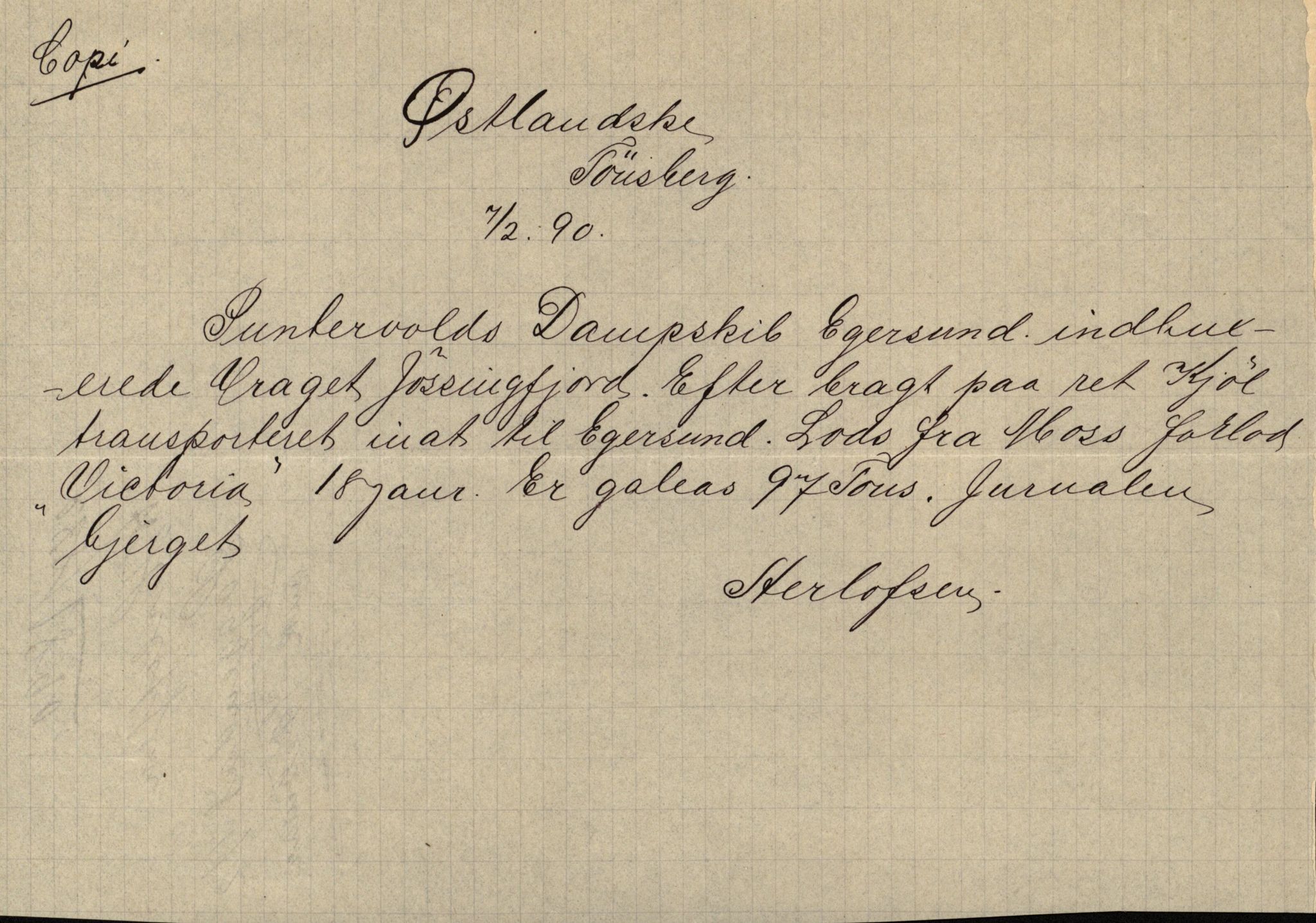 Pa 63 - Østlandske skibsassuranceforening, VEMU/A-1079/G/Ga/L0025/0002: Havaridokumenter / Victoria, St. Petersburg, Windsor, 1890, p. 75