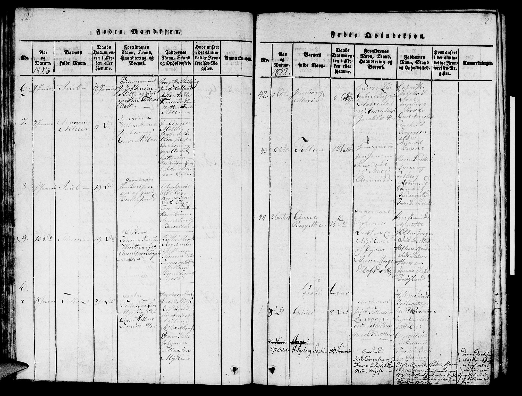 Sokndal sokneprestkontor, AV/SAST-A-101808: Parish register (official) no. A 6, 1815-1826, p. 120-121