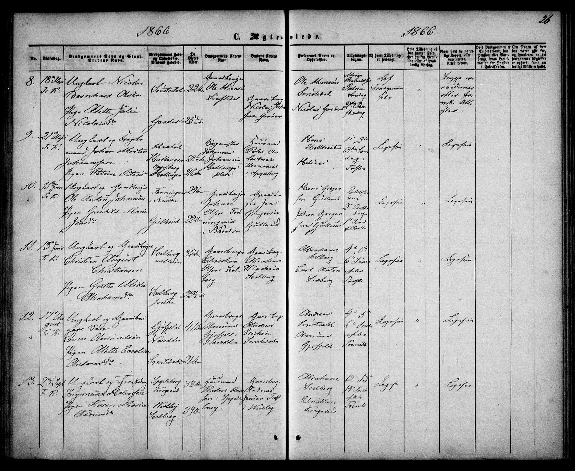 Drøbak prestekontor Kirkebøker, SAO/A-10142a/F/Fa/L0002: Parish register (official) no. I 2, 1858-1870, p. 26