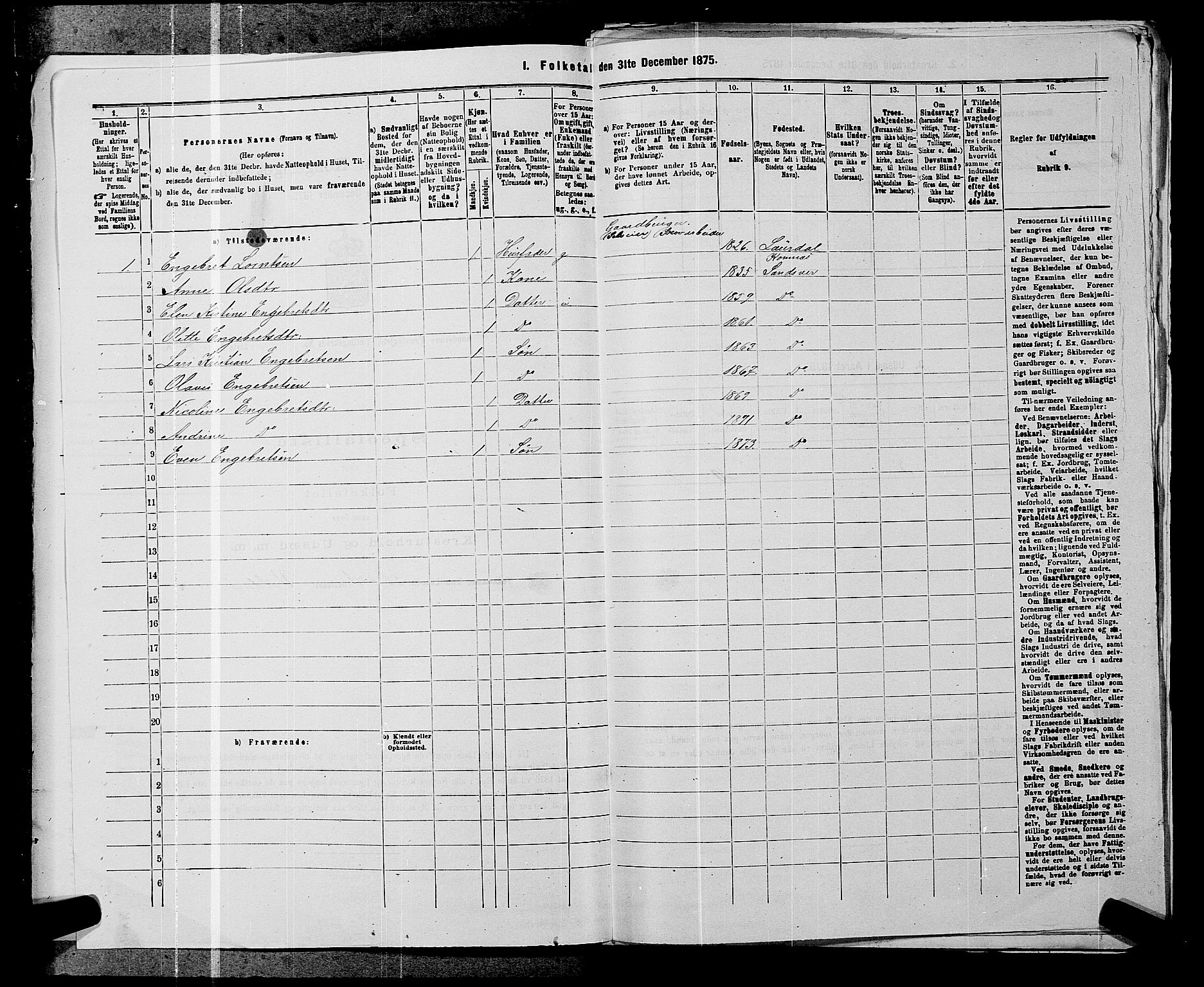 SAKO, 1875 census for 0629P Sandsvær, 1875, p. 539