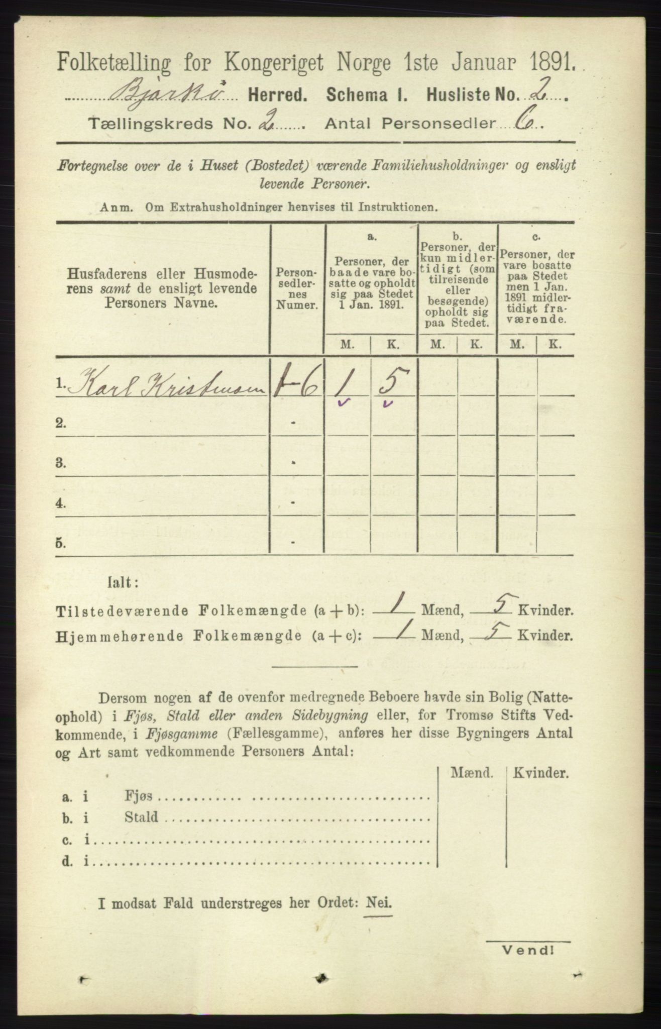 RA, 1891 census for 1915 Bjarkøy, 1891, p. 568