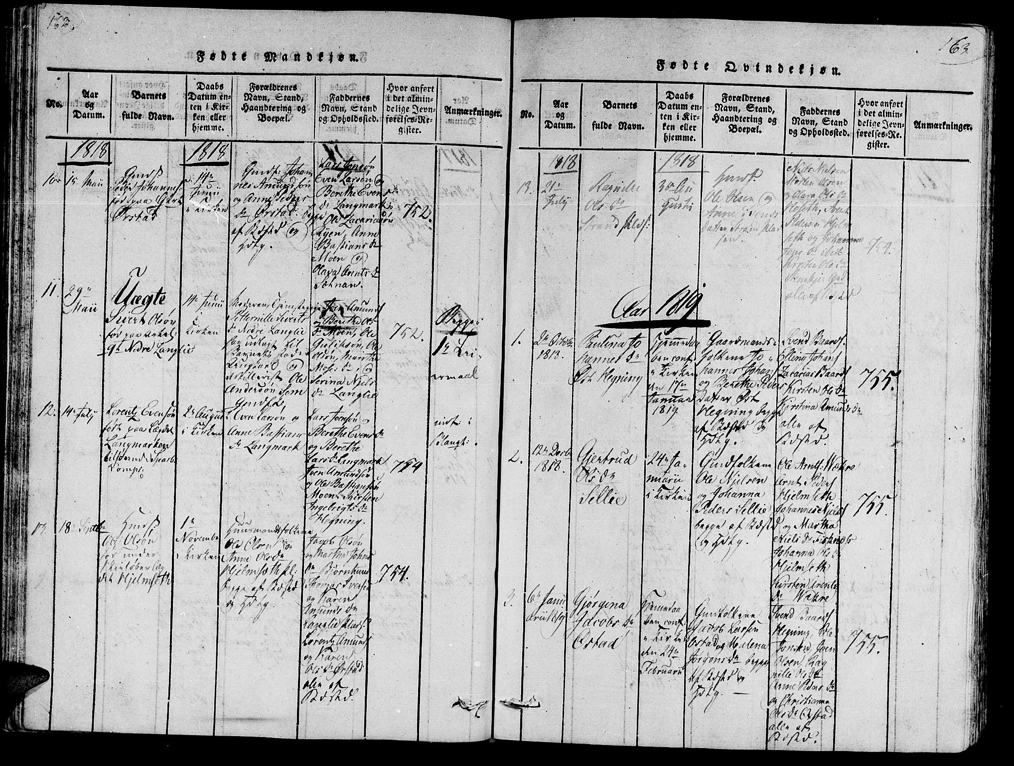 Ministerialprotokoller, klokkerbøker og fødselsregistre - Nord-Trøndelag, SAT/A-1458/735/L0333: Parish register (official) no. 735A04 /3, 1816-1825, p. 162-163