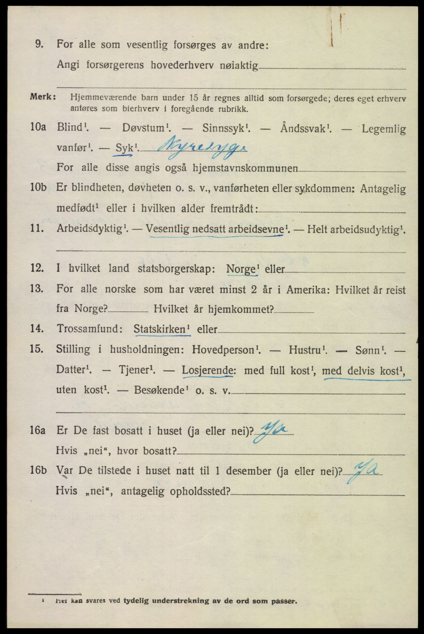 SAK, 1920 census for Oddernes, 1920, p. 3890